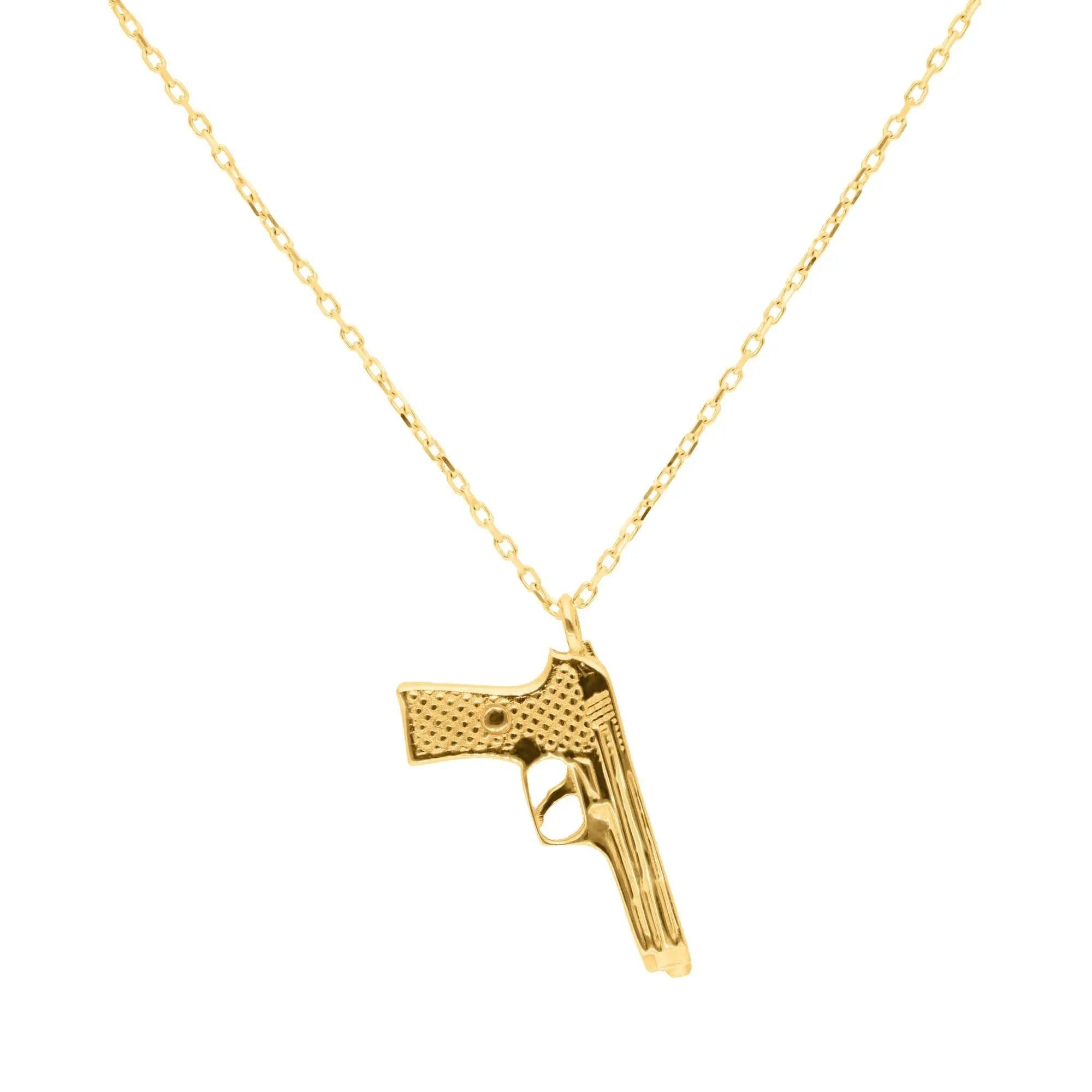 Kette mit Anhänger 375er Gold Halskette Damen – Pistolenanhänger, wasserfest