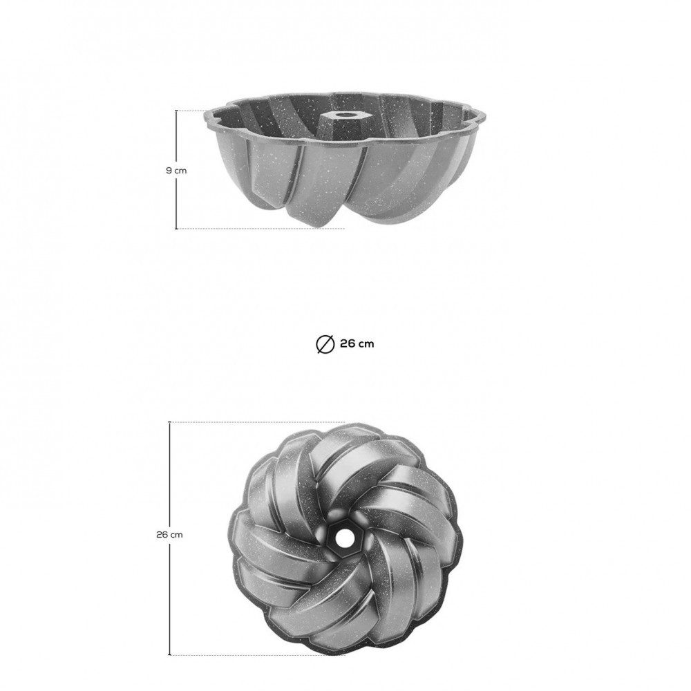 Karaca Herzkuchenform Karaca Cake Pro Gussaluminium-Gugelhupfform, 26 cm, Anthrazit