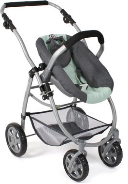 CHIC2000 Kombi-Puppenwagen Emotion All In 3in1, Grau-Mint, inkl. Babywanne, Babyschale und Sportwagenaufsatz