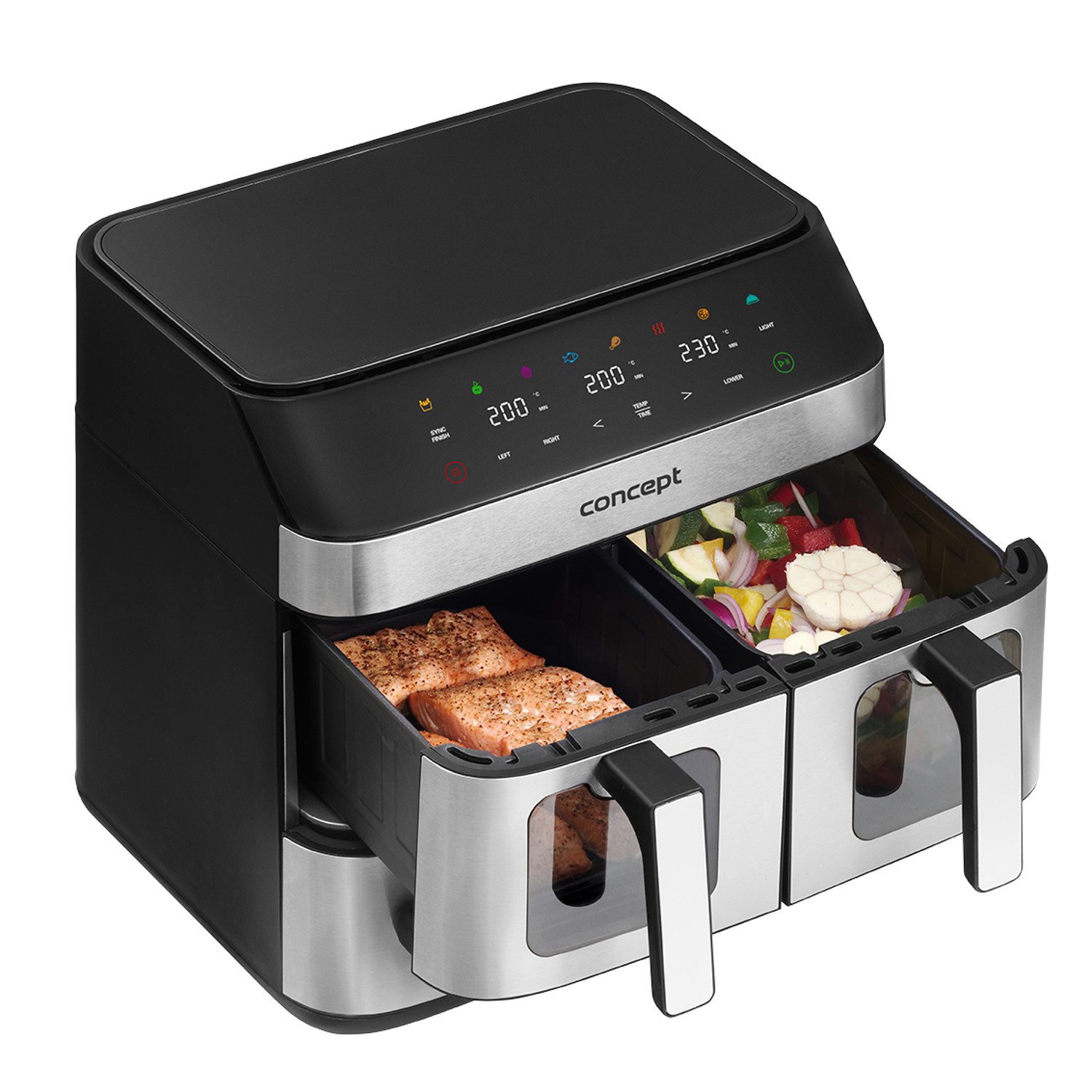 Concept Heißluftfritteuse, 2700 W, Synchronisiertes Garen, 8 voreingestellte Programme