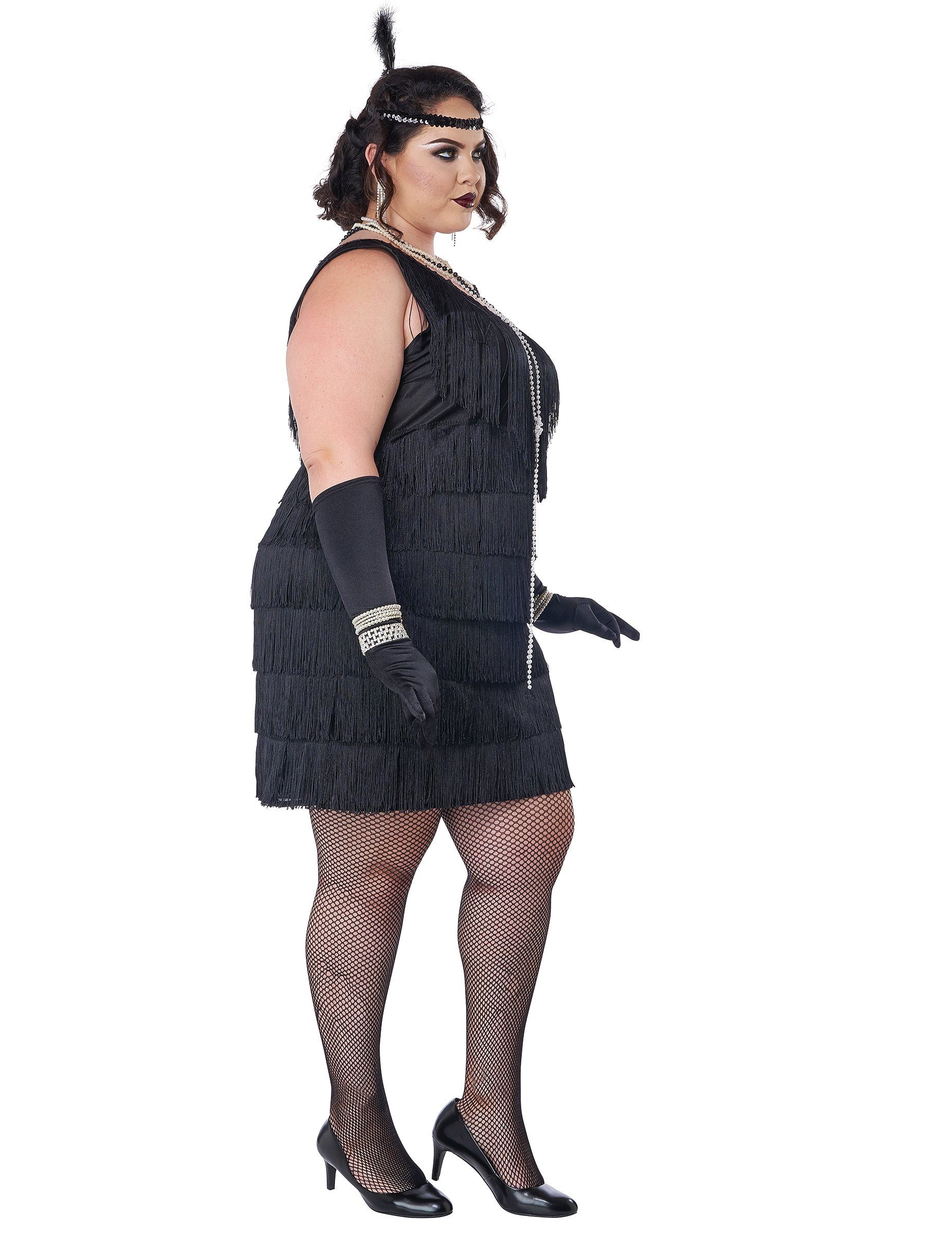 JADEO Kostüm Charleston Flapper-Damenkostüm Plus Size schwarz