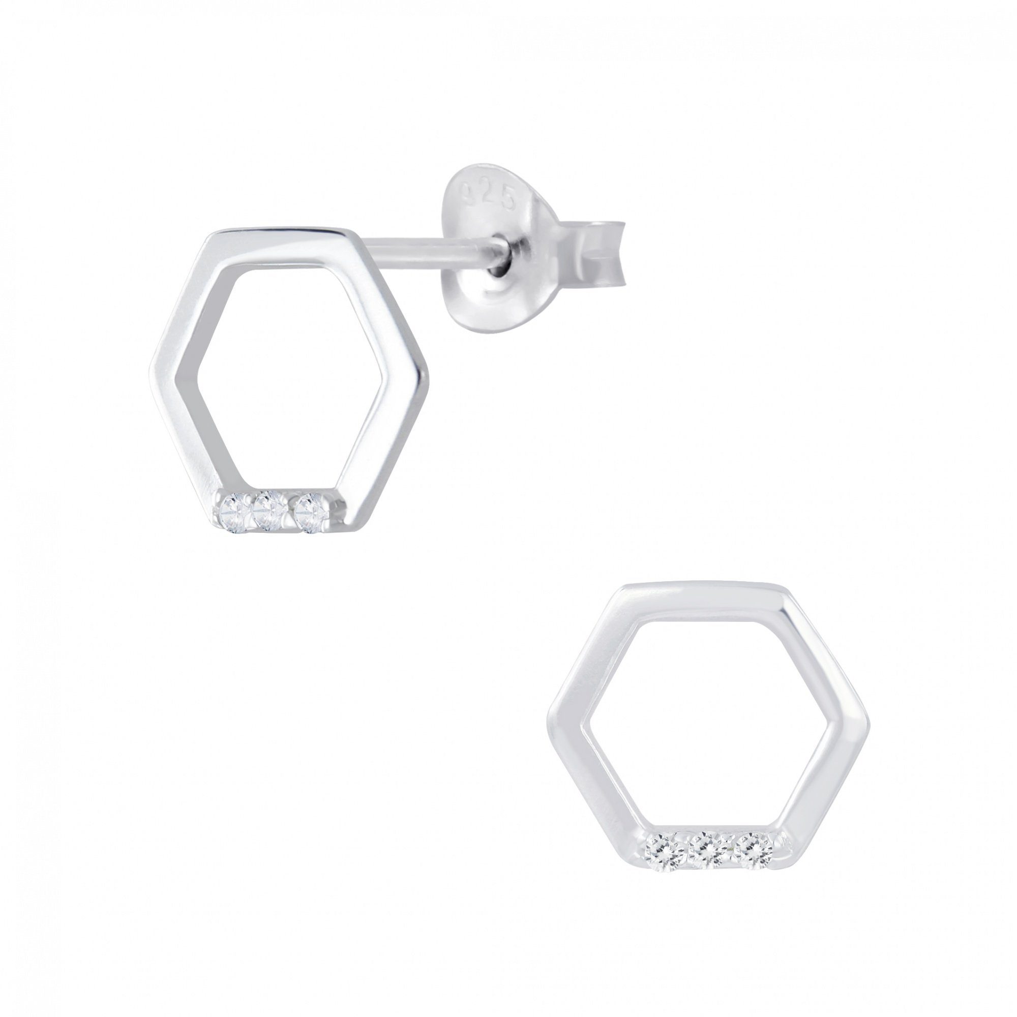 ALEXANDER YORK Paar Ohrstecker HEXAGON mit Zirkonia, 2-tlg. (Ohrstecker)