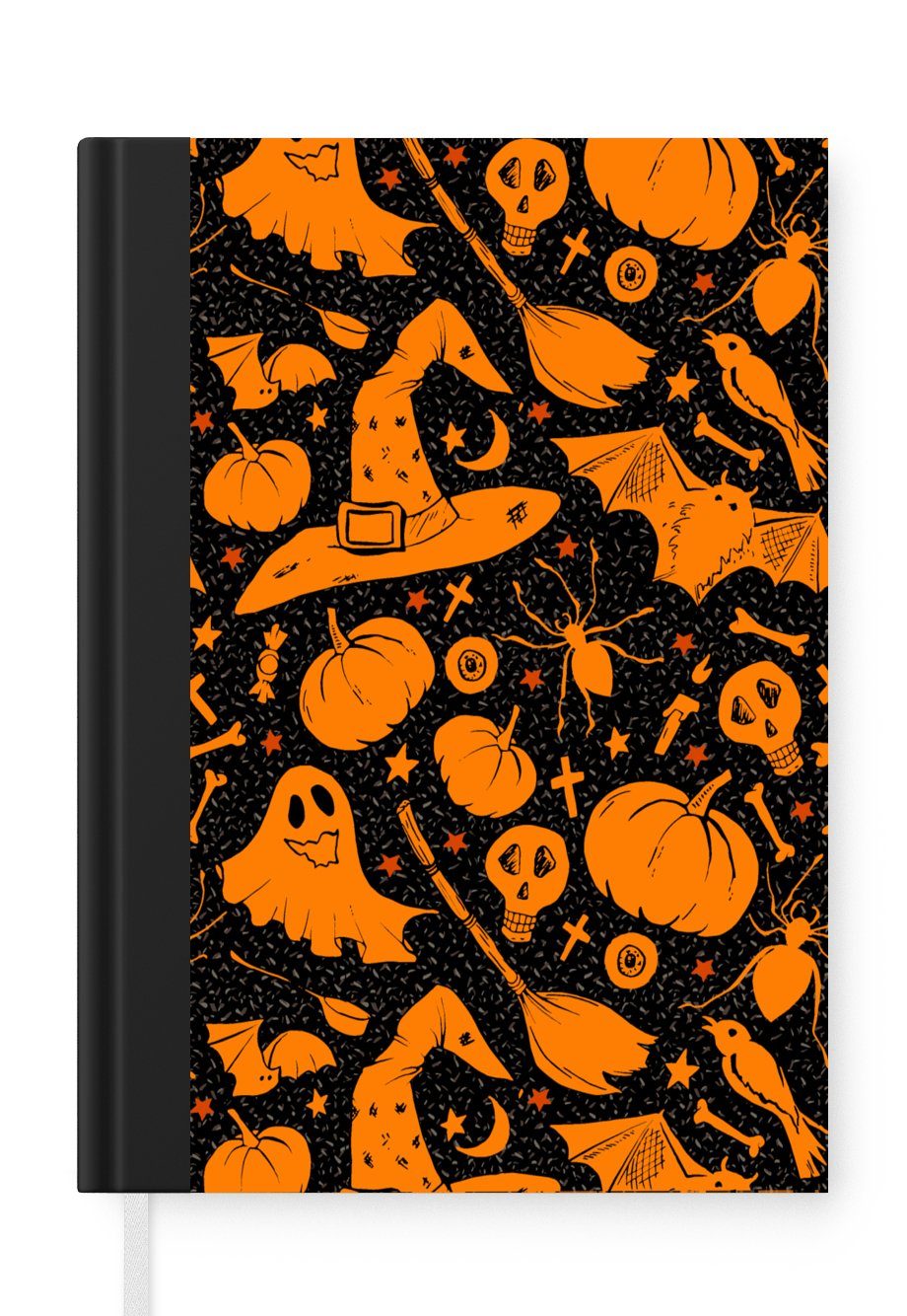 A5, Haushaltsbuch Tagebuch, Seiten, Notizbuch 98 Halloween - Journal, MuchoWow Muster, Merkzettel, Notizheft, Orange -