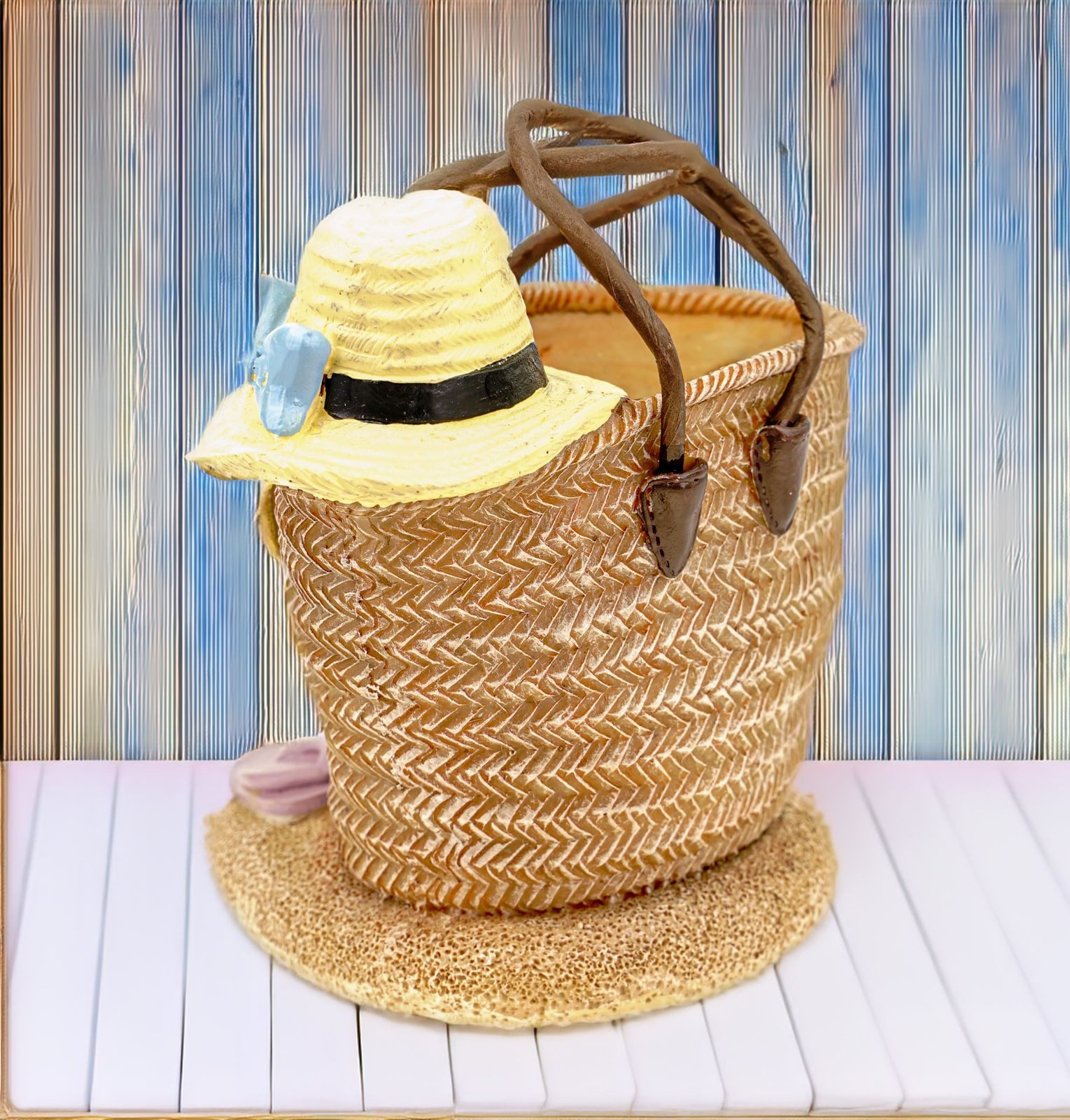 Kremers Schatzkiste Spardose Urlaubskasse Strandtasche handbemalt Sparbüchse 15 cm Urlaub – Bild 4 von 5