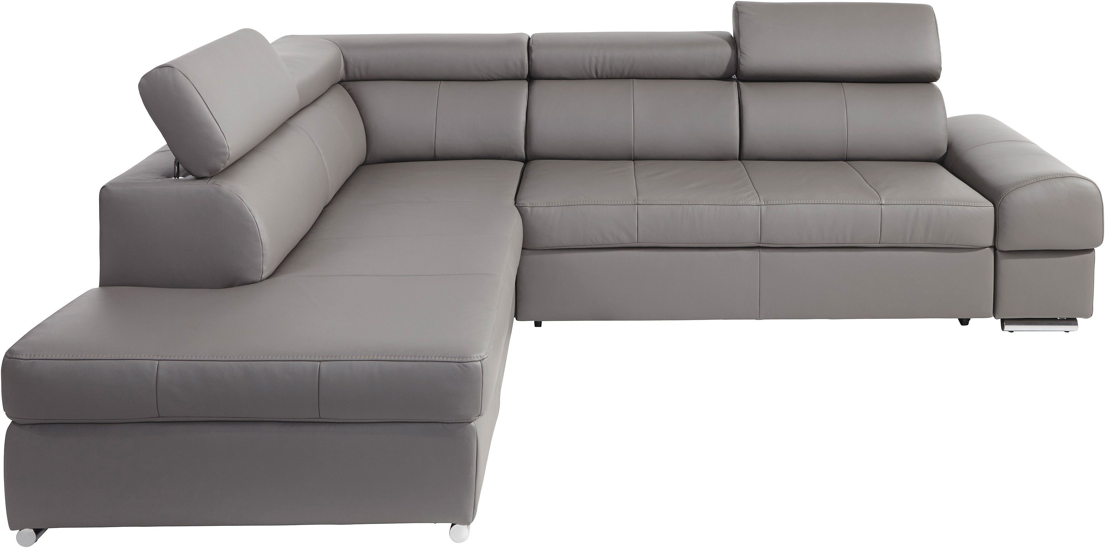 Mivano Ecksofa Speedway L-Form - 262cm, Verstellbare Kopfteile, Dunkelbraun/beige