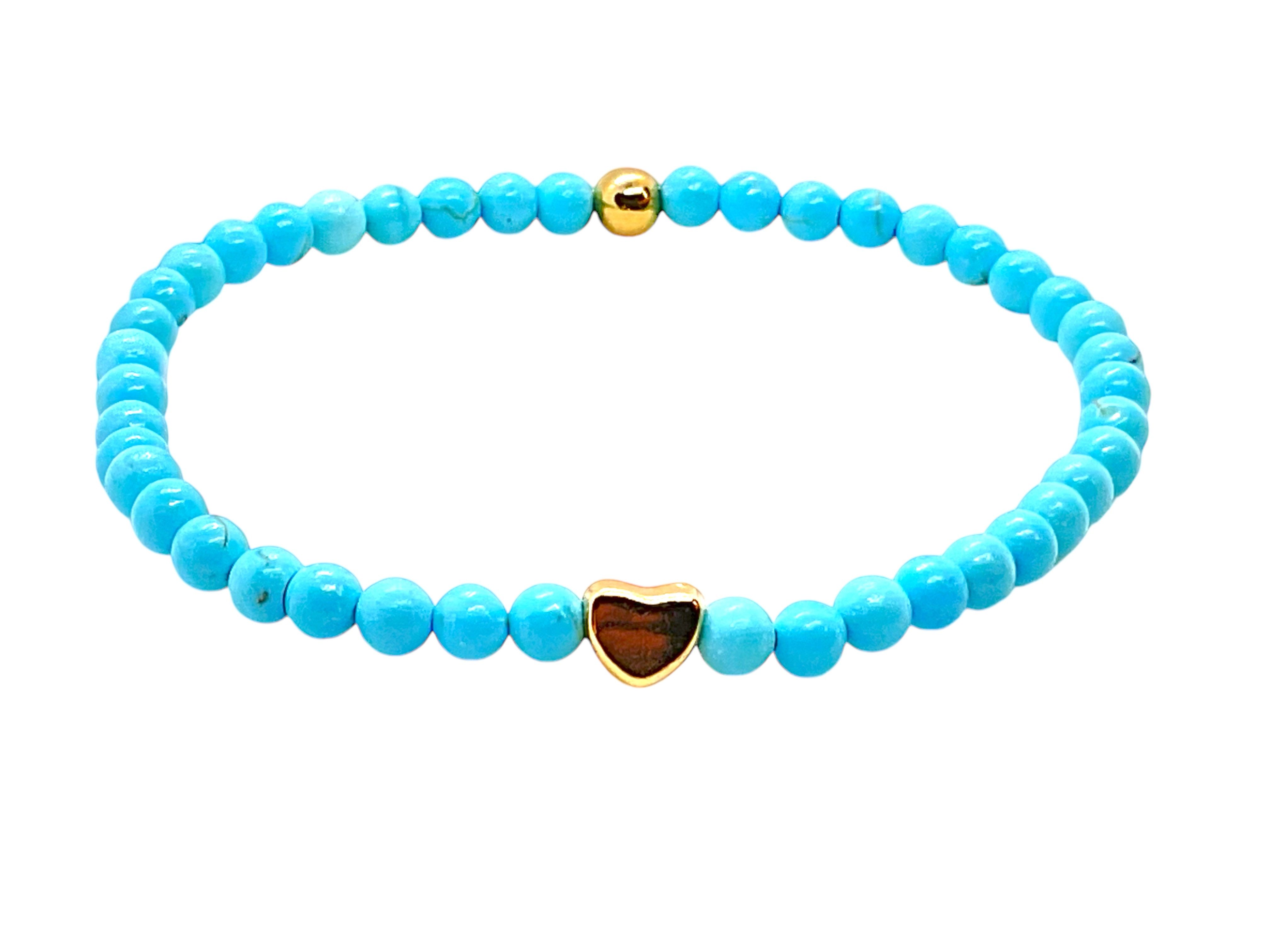 Steinfixx® Perlenarmband Türkis Edelsteinarmband mit 333 vergoldeten Elementen (4 oder 6 mm Perlen, 1-tlg., AAA-Qualität), incl. Geschenkbox