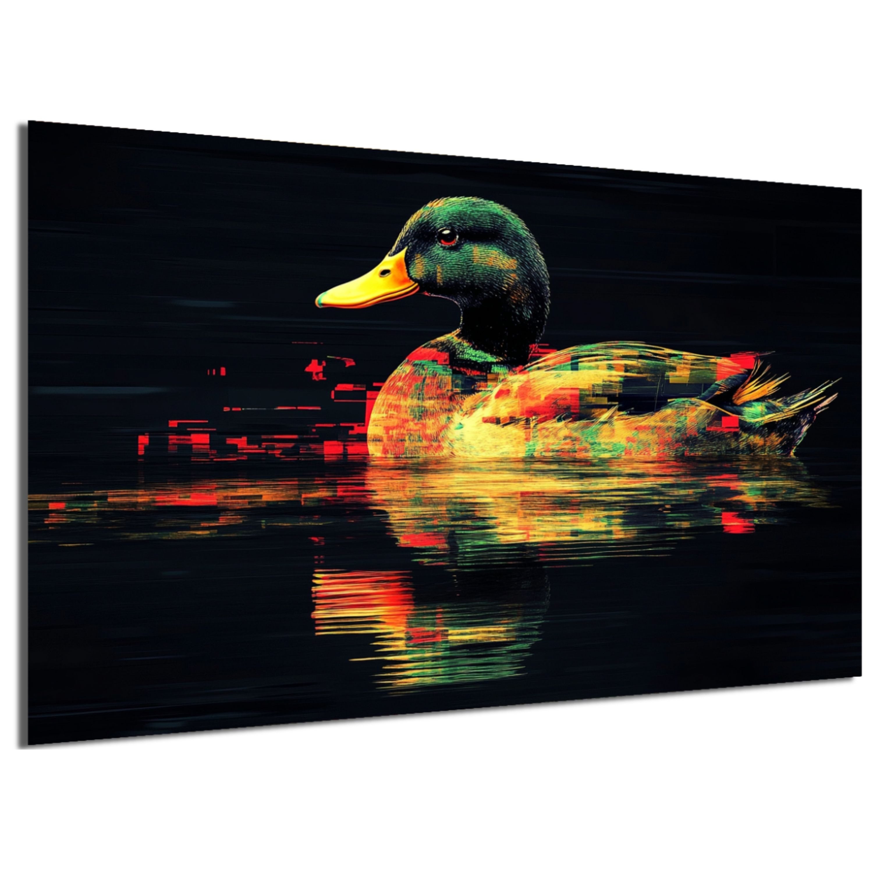DARO Design Leinwandbild Modern Abstrakt Wandbilder XXL Wandbild Wand Deko Leinwand Bilder, (Ente Warhol Glitch - Bild groß Wahnzimmer Schlafzimmer Küche Esszimmer Einteilig Querformat Fotodruck Leinwände Wanddeko Abstrakte Kunst Boho), 30x20cm