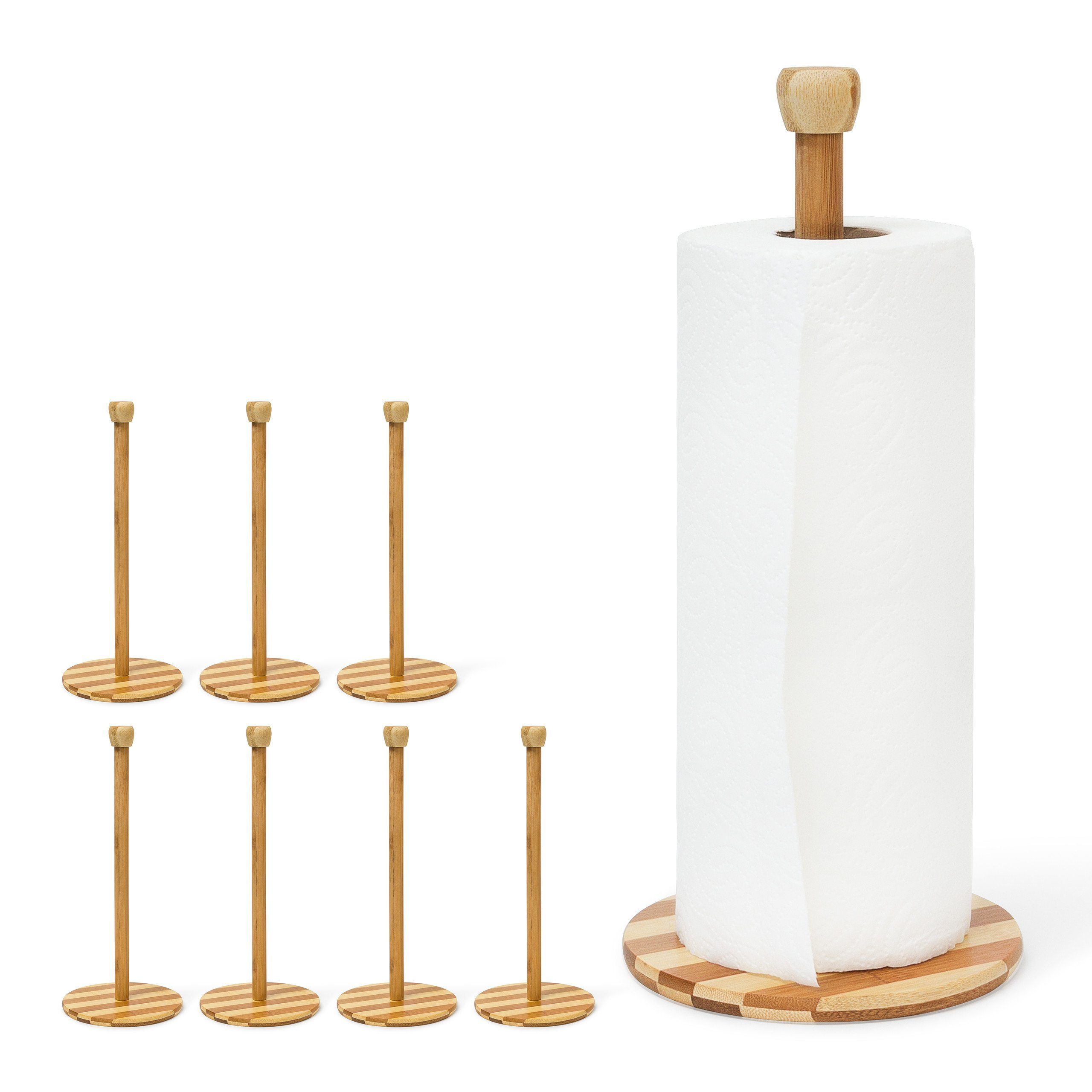 relaxdays Küchenrollenhalter 8 x Küchenrollenhalter Bambus 33 cm