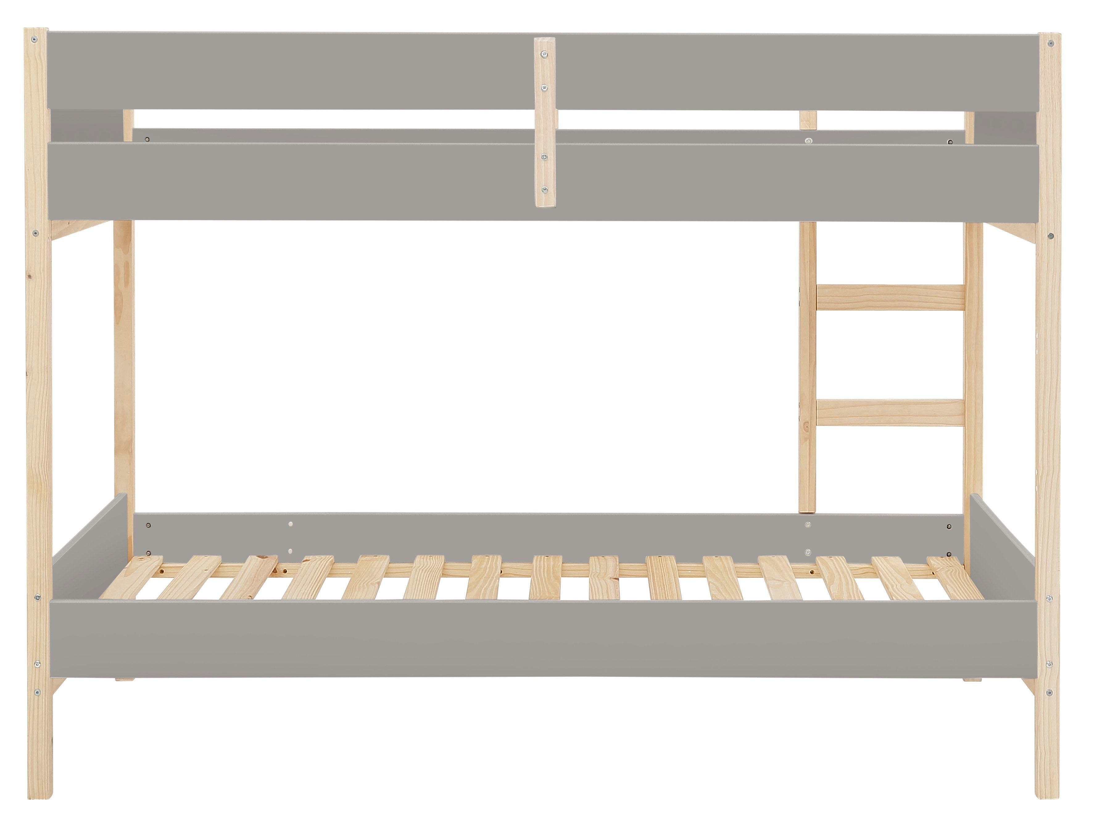 Lüttenhütt cm Holzleiter, inklusive Janne, grau/natur Liegefläche Kiefernholz, 90x200 Etagenbett Etagenbett,