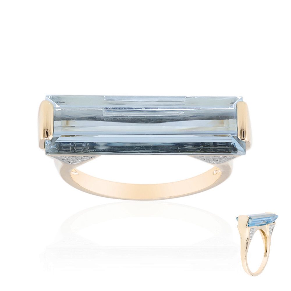 Cavill Diamantring Cavill 7,06 ct Aquamarin Goldring mit 24 Diamanten 14K Gelbgold (1-tlg)