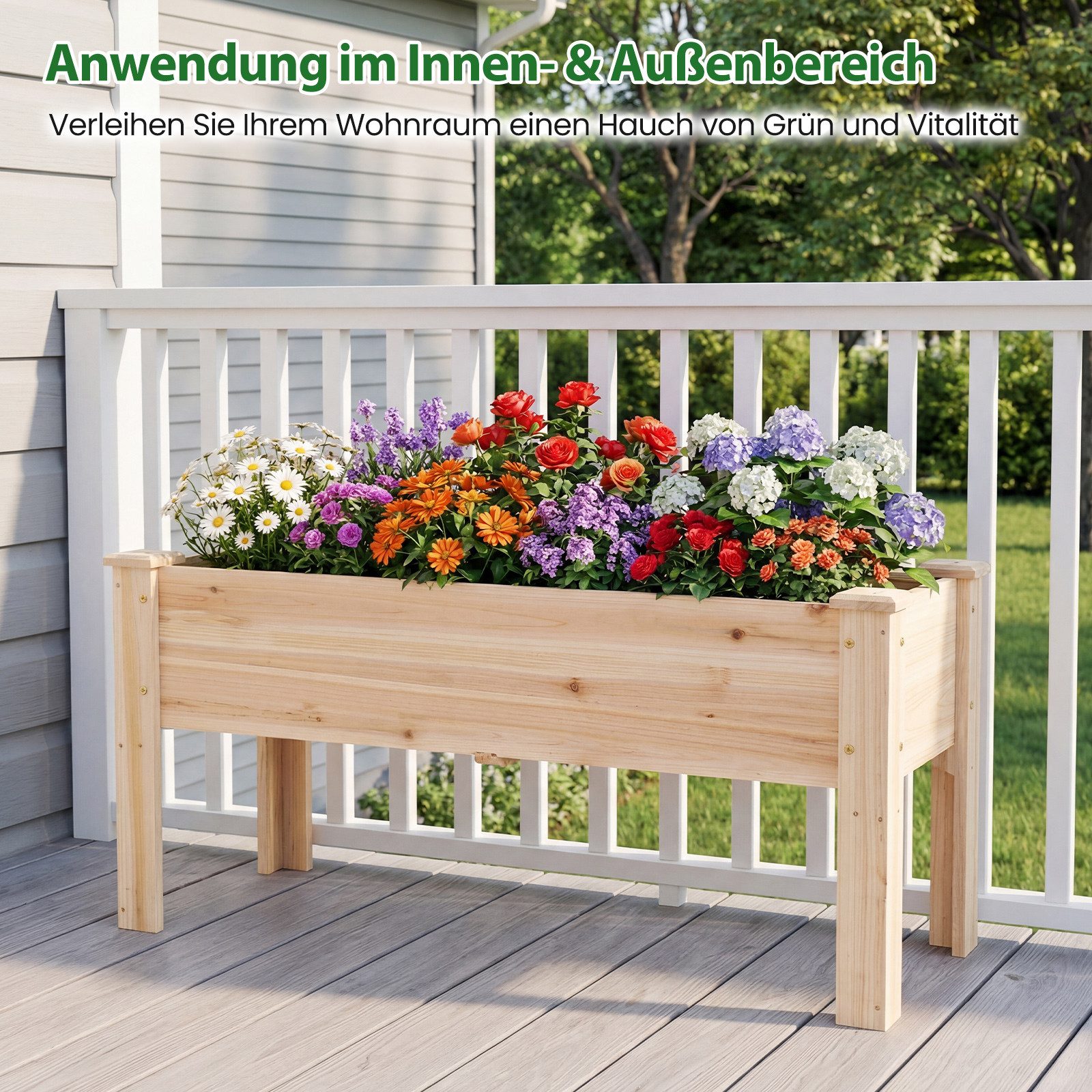 COSTWAY Blumenkasten (1 St), Pflanzbeet, Hochbeet, rechteckig, für Garten