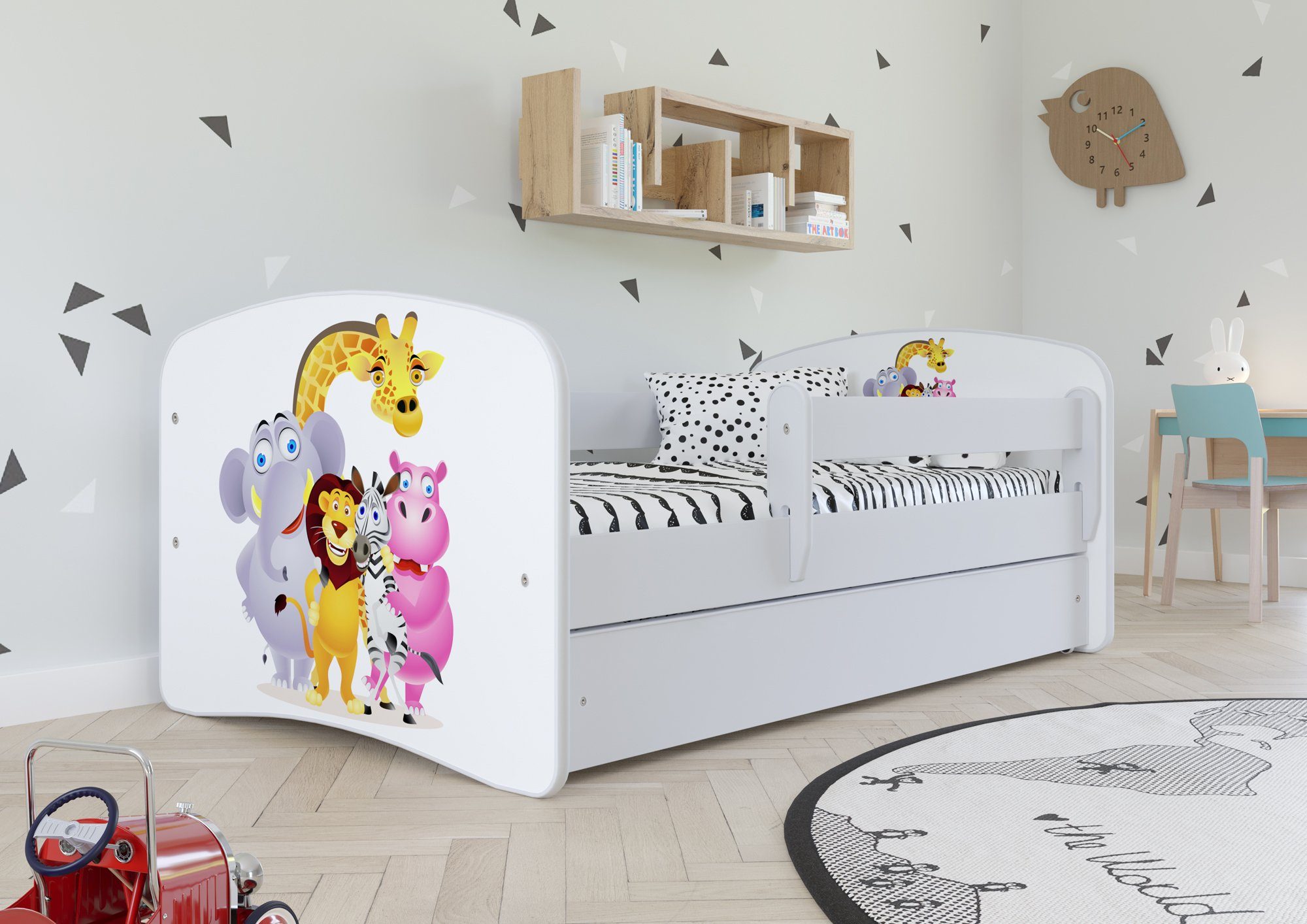 Bjird Kinderbett Babydream 180x80 cm 160x80 cm 140x70 cm (optional mit Matratze, mit Schublade Rausfallschutz und Lattenrost), verschieden Farben und Varianten für Mädchen und Jungen