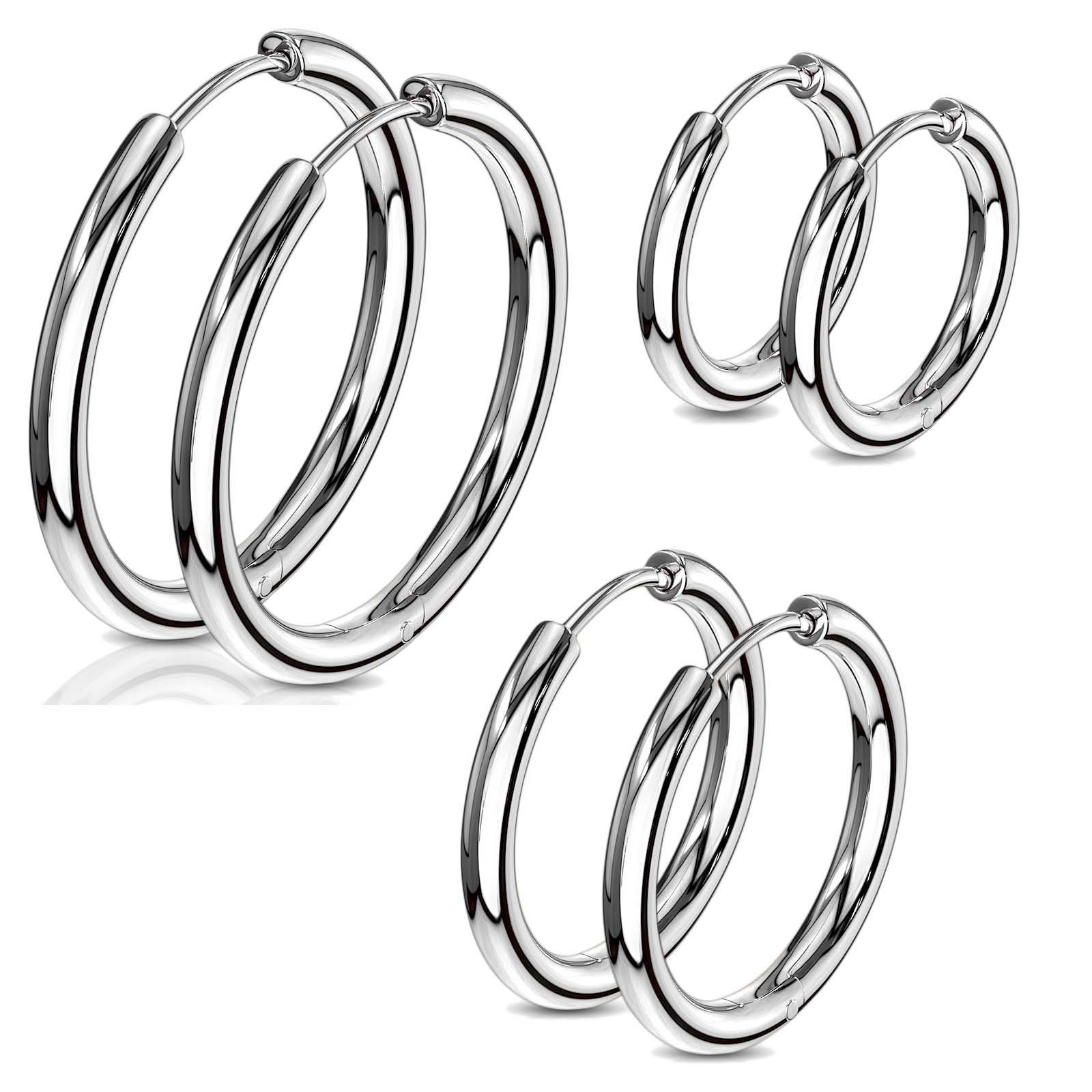 viva-adorno Paar Creolen Damen Klappcreolen Hoop Ohrringe Edelstahl verschi günstig online kaufen