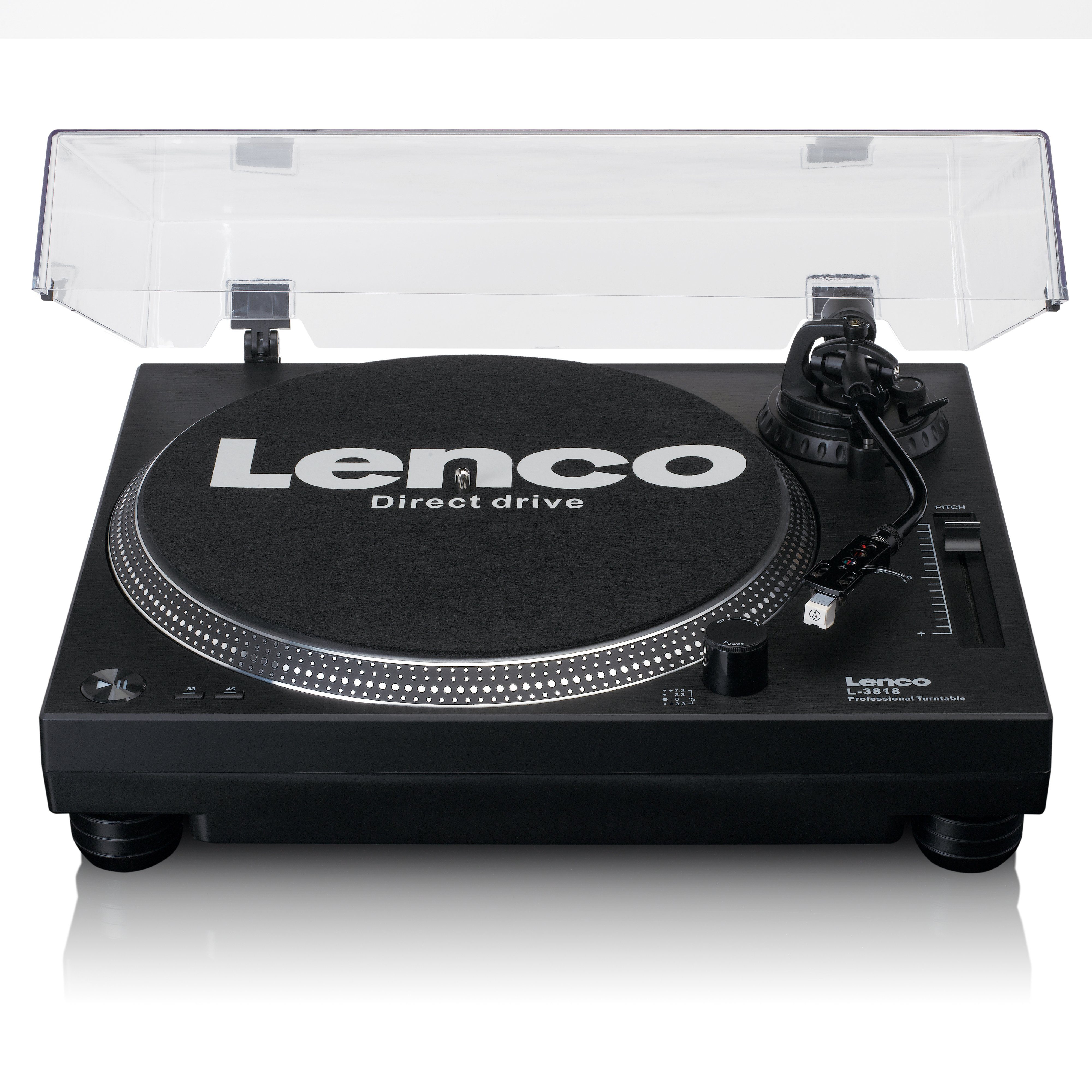 Lenco L-3818BK Plattenspieler (Direct drive), Plattenspieler mit  Direktantrieb USB-Aufnahme