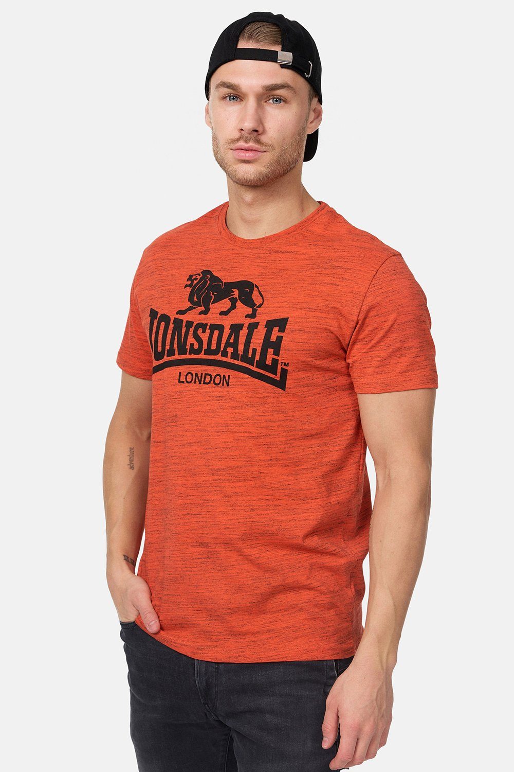 Lonsdale Marl Orange/Black GARGRAVE T-Shirt