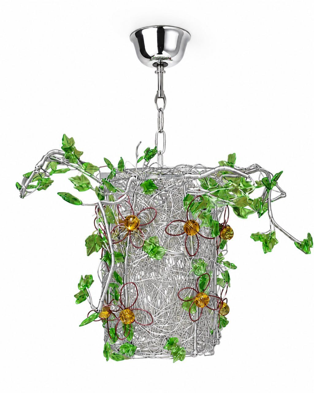 JVmoebel Kronleuchter Dekorative mit Drahtgeflecht und Blumenakzenten Sofort, LED wechselbar