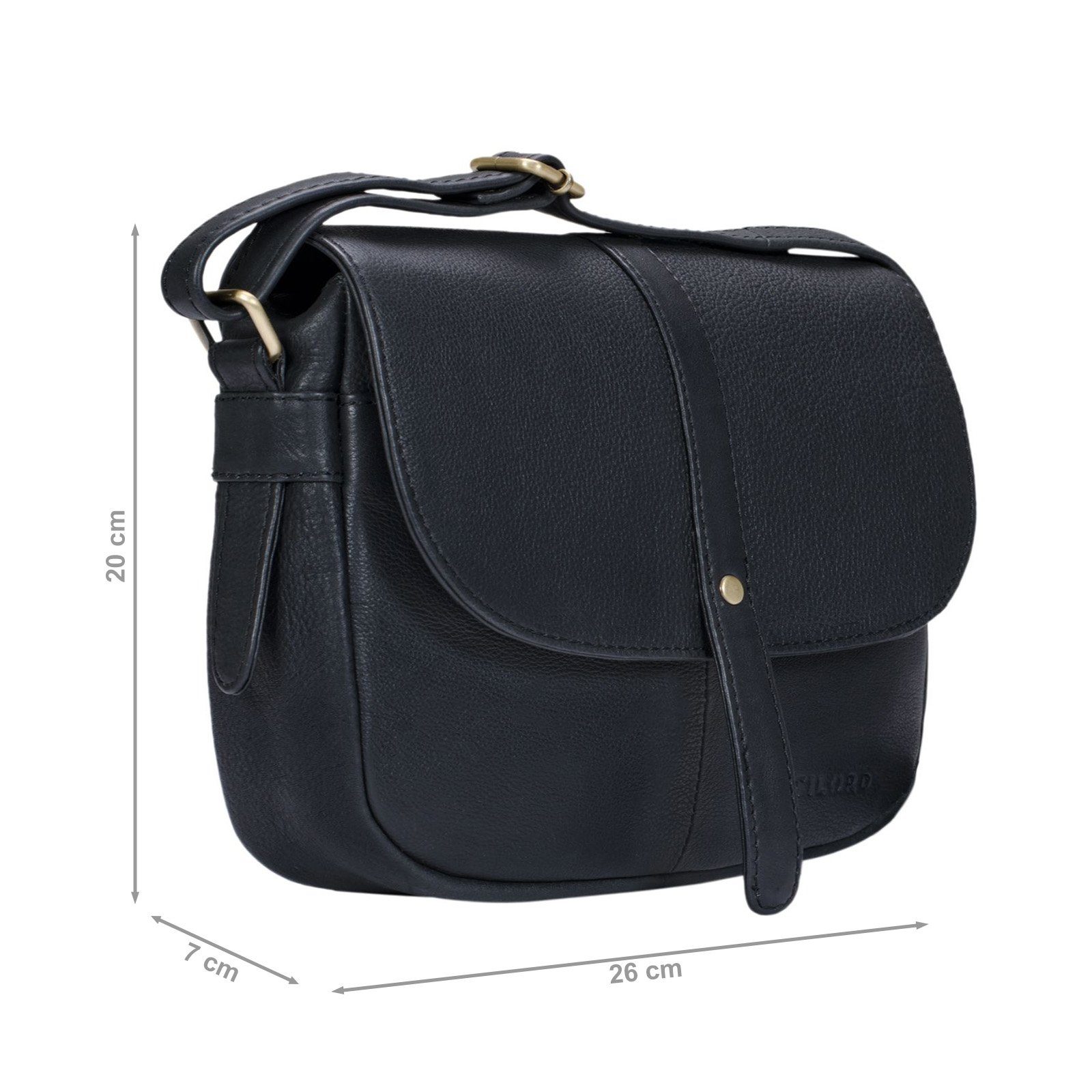 Leder schwarz Umhängetasche Handtasche Vintage "Kira" STILORD Frauen