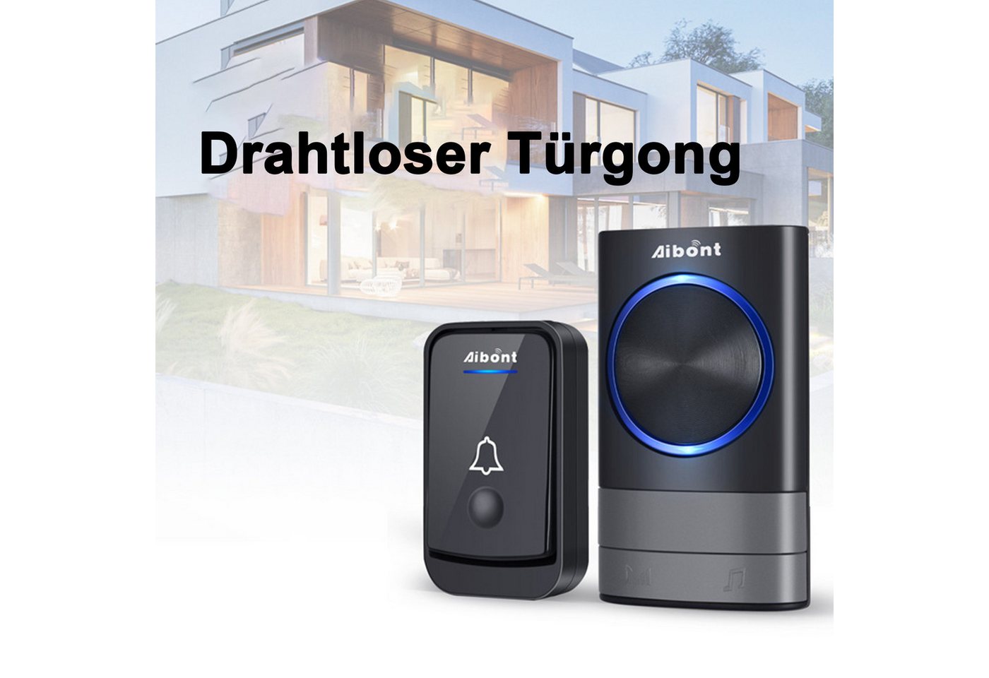 Thumbnail - Senmudi Smart Home Türklingel Funkklingel, Kabellose Türklingel Funk Set 200m Reichweite (IP44 Aussen Wasserdicht Haustü...