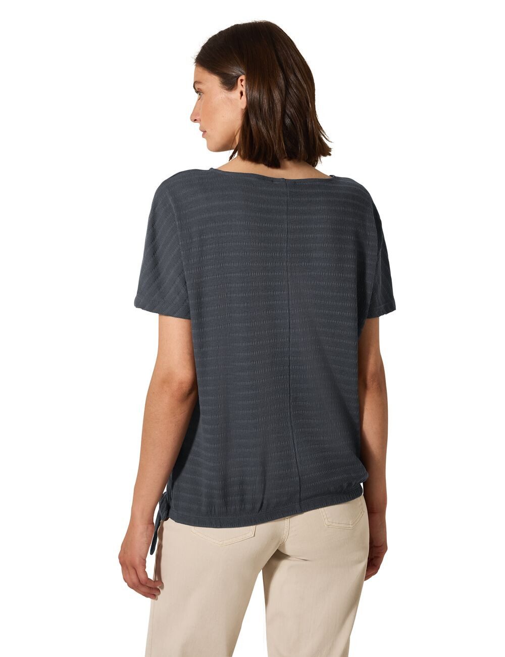 CECIL T-Shirt in Smok-Optik und mit Knoten-Detail günstig online kaufen