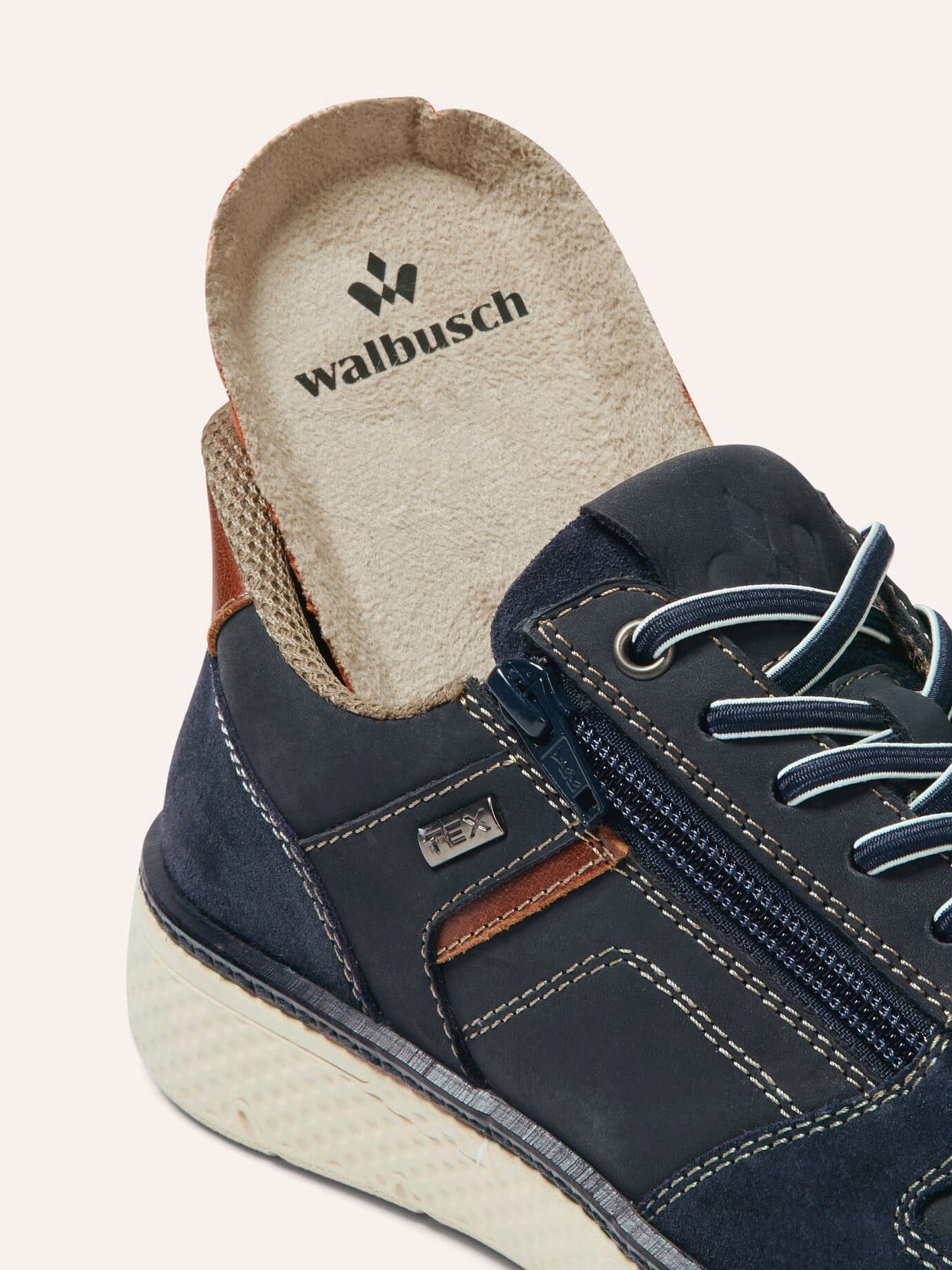 Walbusch Herren Wasserdichter Sneaker Leder Easy in Reißverschluss Sneaker Atmungsaktiv, schockabsorbierend, herausnehmbare Decksohle