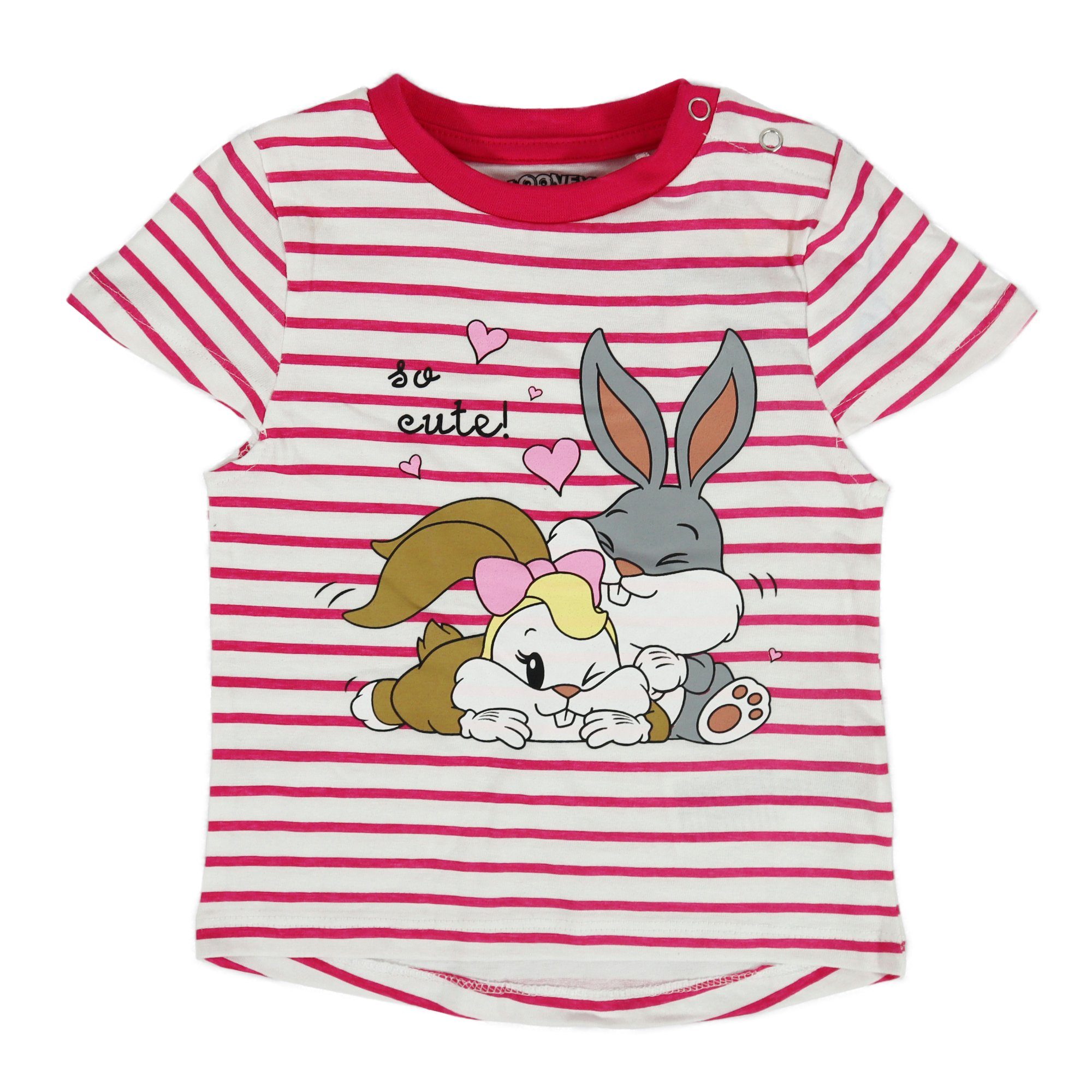 LOONEY TUNES Print-Shirt Bugs und Lola Bunny Baby Mädchen Sommerset Shorts plus T-Shirt Gr. 62 bis 86