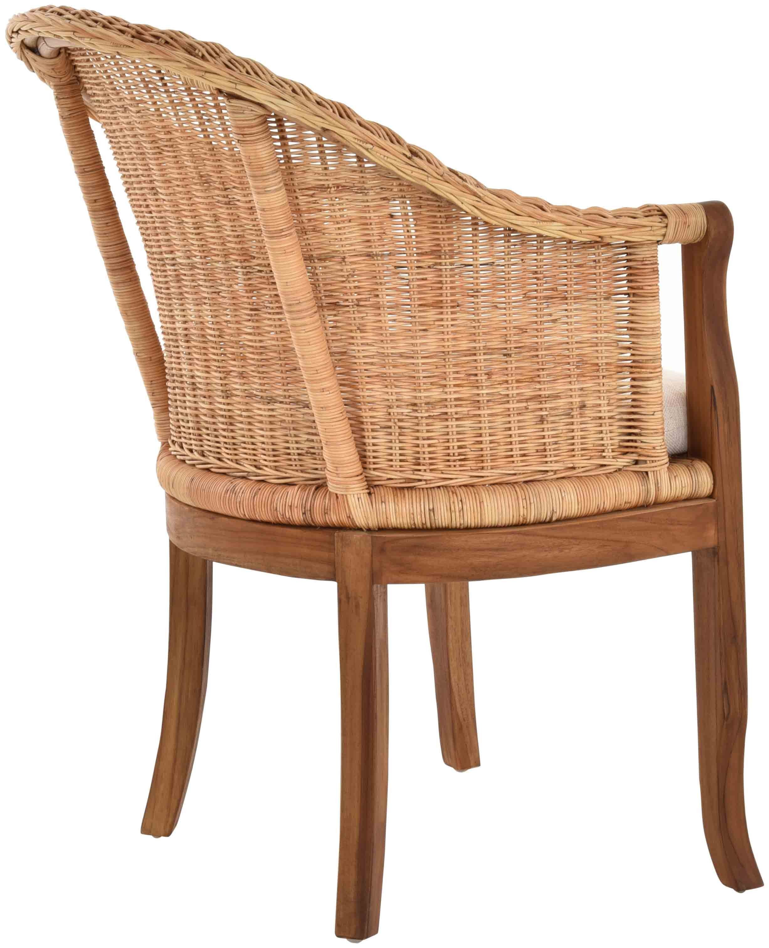 Krines Home Relaxsessel Rattan-Sessel mit Holzbeinen, Sessel aus echtem Rattan- mit Polster, Rattanstuhl – Bild 4 von 5
