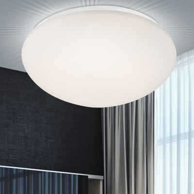Globo LED Deckenleuchte, LED-Leuchtmittel fest verbaut, Warmweiß, LED Deckenleuchte Deckenlampe Glas Metall weiß 24,5 cm Wohnzimmer