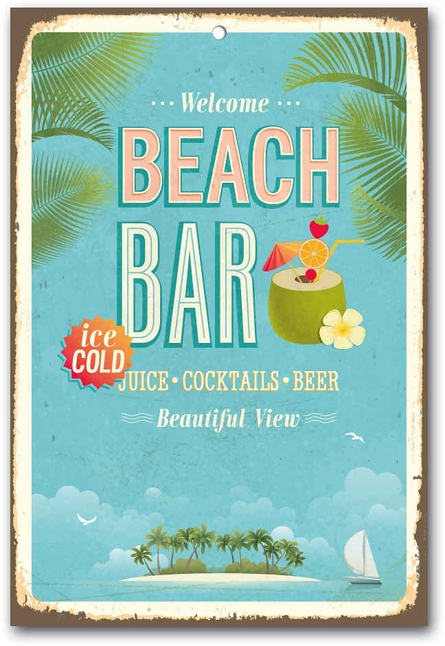 Home affaire Metallbild »Beach Bar«, Maße (B/H): ca. 30/45 cm