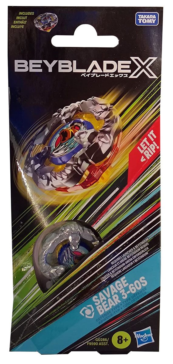 Hasbro Speed-Kreisel Beyblade X, Savage Bear 3-60S,Kampfkreisel, Abwehr-Typ, Rechtsrotation
