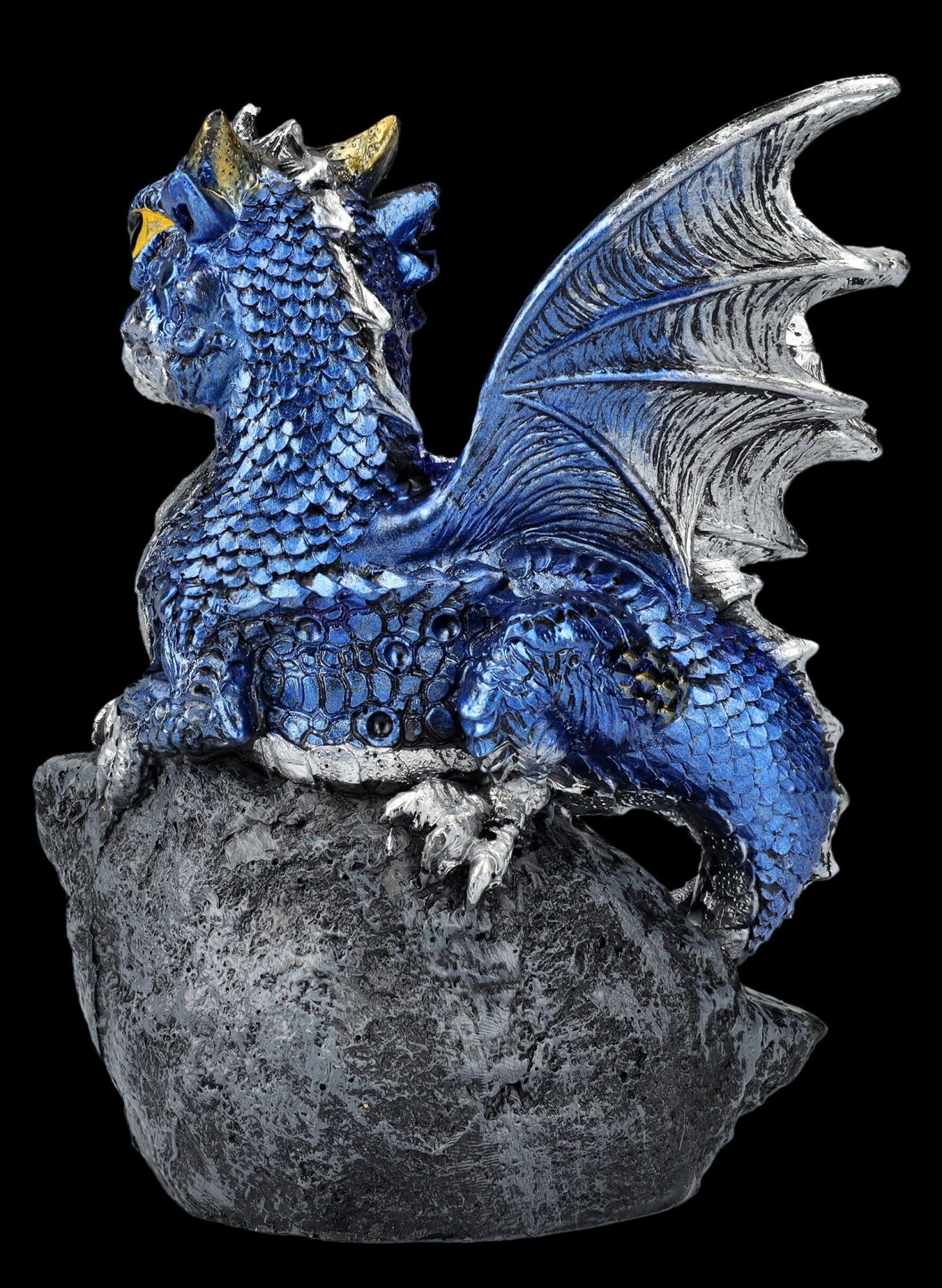 Figuren Shop GmbH Fantasy-Figur Drachen Figur - Dunkelblauer Wächter - Fantasy Drachenfigur Dekoration