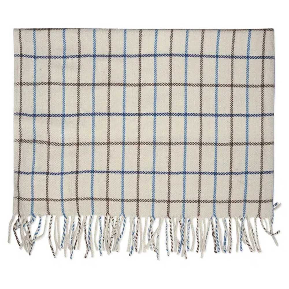 Wohndecke Greengate Decke LYLA Weiß Karo Muster Wolle 180x130, Greengate