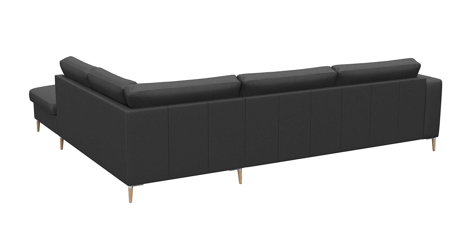 FLEXLUX Ecksofa Fiore, Sitzaufbau mit hochwertigem Kaltschaum für mehr Sitzkomfort, breite Armlehnen, L-Form, Füße Alu/Eiche