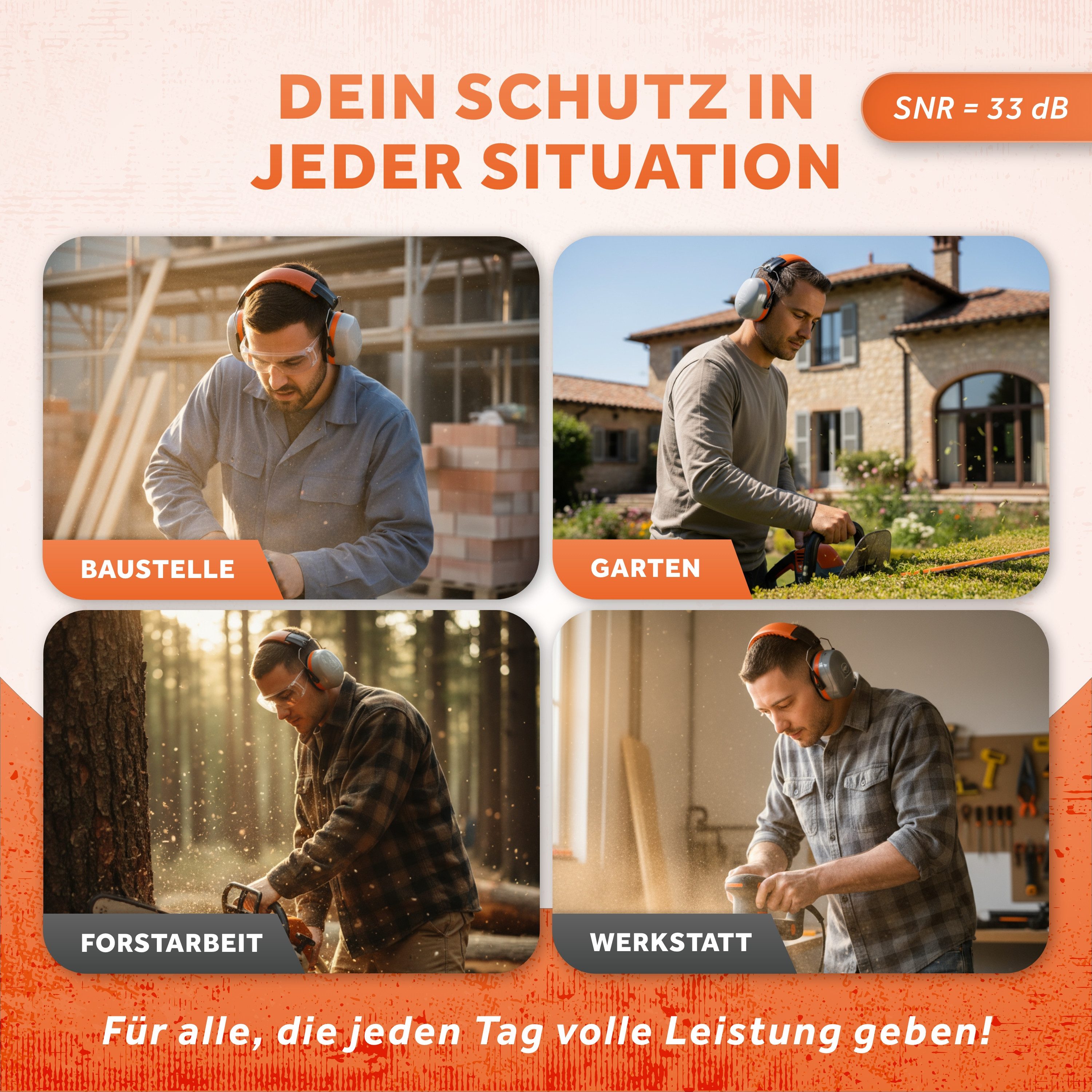 Schallwerk Kapselgehörschutz Arbeitsgehörschutz Work+ größenverstellbar bequemer Sitz, Baustelle, Gartenarbeit, Heimwerken