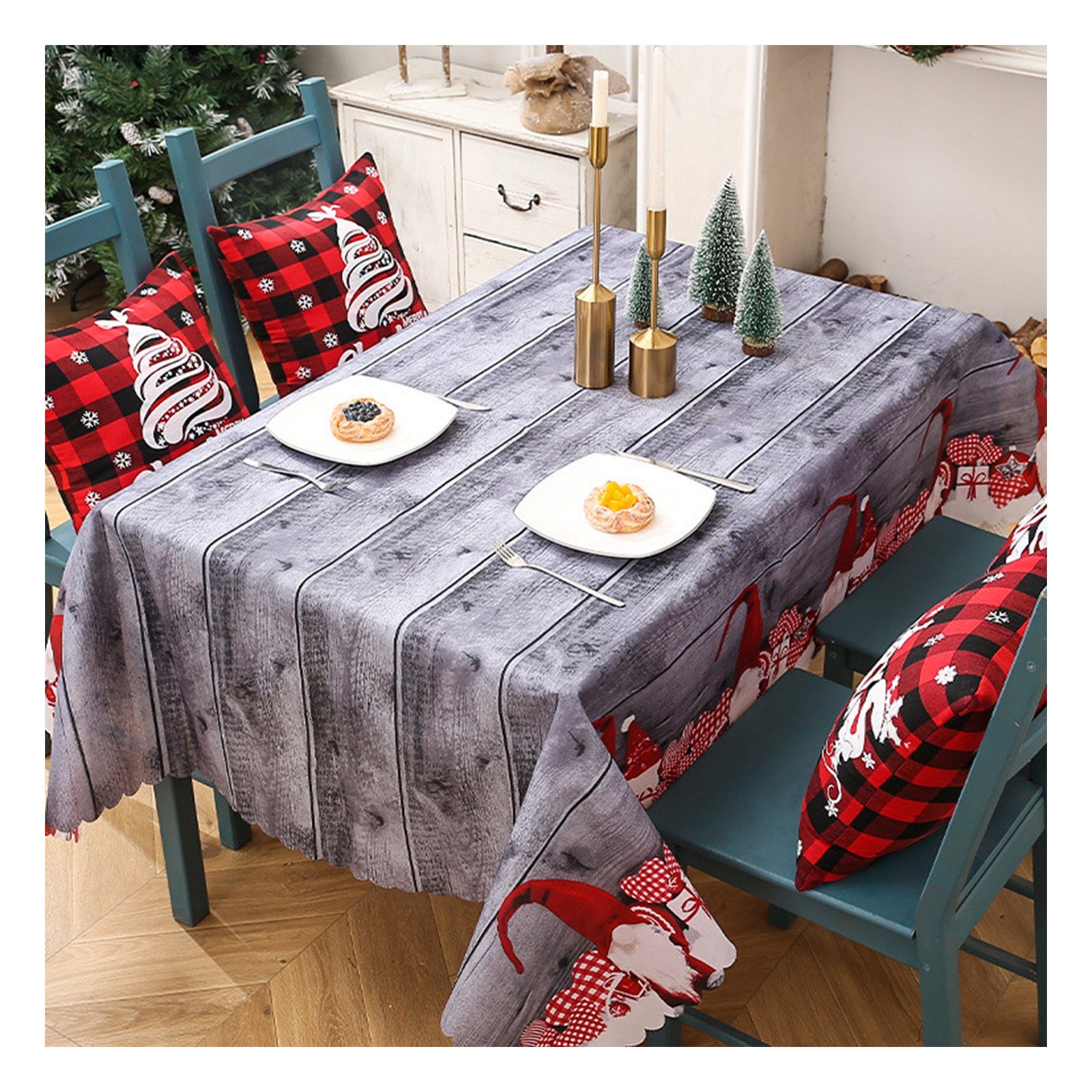Blusmart Tischschonbezug Bedruckte Tischdecken Im Niedlichen Cartoon-Weihnachtsstil, Stilvolle