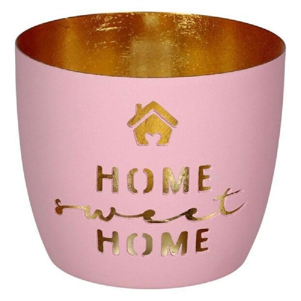 Kerzenhalter Windlicht Madras Home sweet Home Rosa Gold