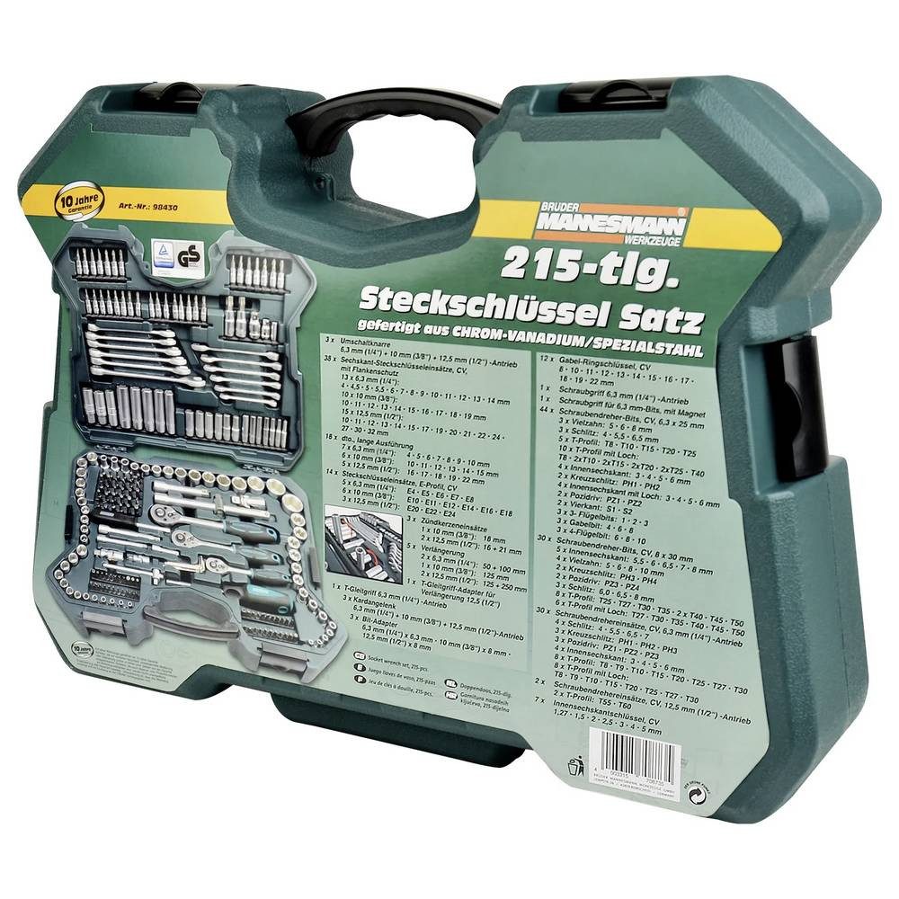 Brüder Mannesmann Werkzeuge Steckschlüssel Steckschlüsselsatz, 1/4″ Zoll, 3/8″″ und 1/2″ Zoll M98430 – Bild 4 von 5