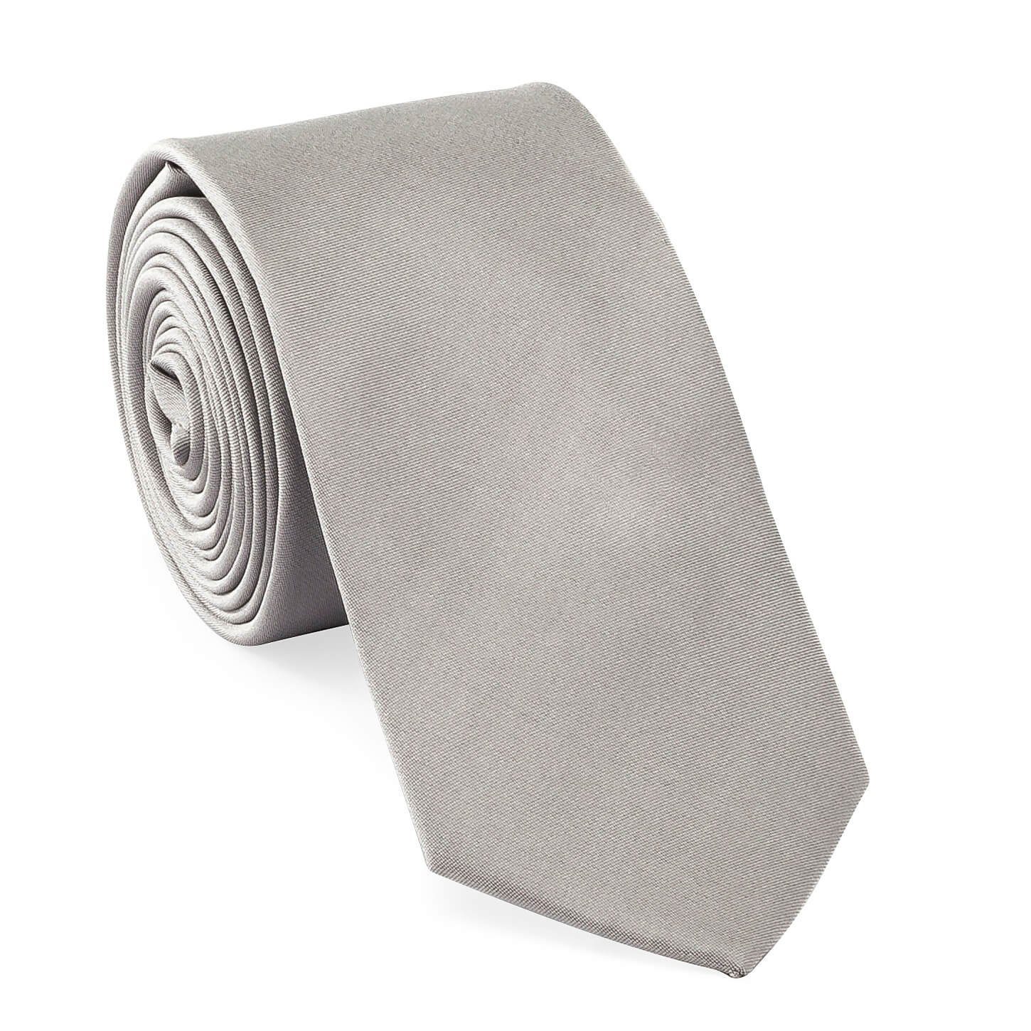 Krawatte - Krawatte (71) - - Plain 6cm silbergrau Seide UNA