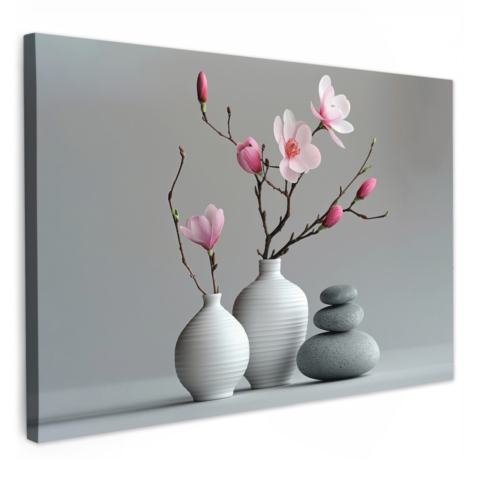 OneMillionCanvasses® Leinwandbild Magnolie - Blumen - Rosa - Zen-Steine, Fo günstig online kaufen