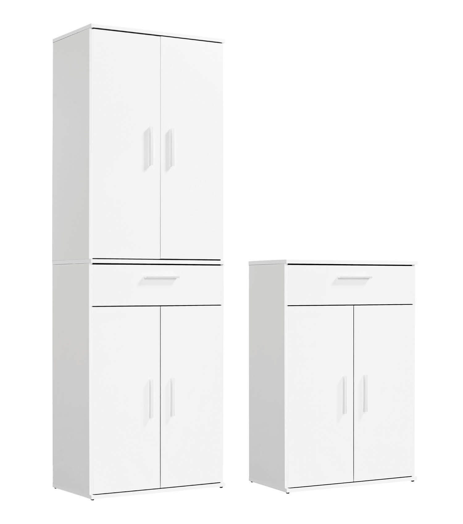mokebo Schrank-Set Die Allzweckwaffe, (2er-Set), Stauraum-Set aus Mehrzweckschränken bzw. Schubladenschränken in Weiß
