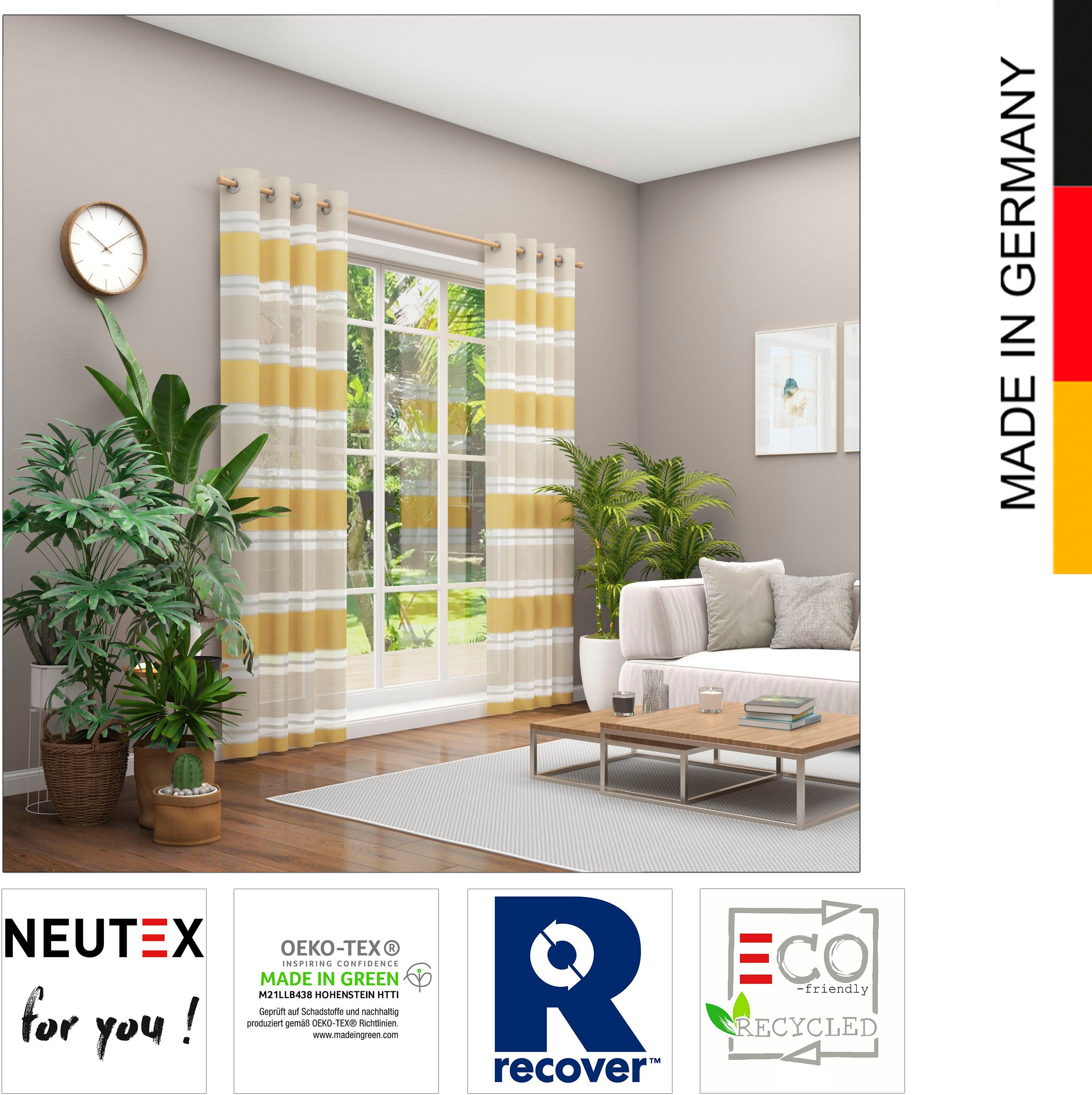 (1 Eco, Valeska St), for Vorhang Nachhaltig halbtransparent, gelb natur Ösen Neutex you!,