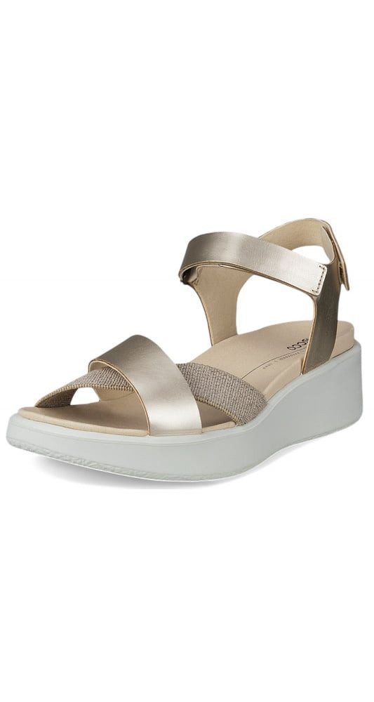 Ecco Flowt (Vollnarb und Nubukleder) gold/weiss Damen Sandale