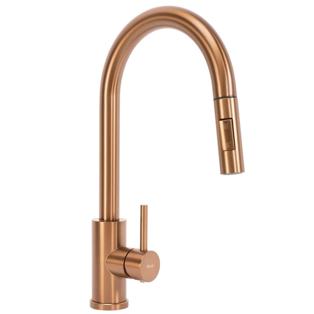 wohnwerk.idee Küchenarmatur ausziehbar Wasserhahn Küche Gold Matt Gebürstet Kupfer Schwarz Chrom