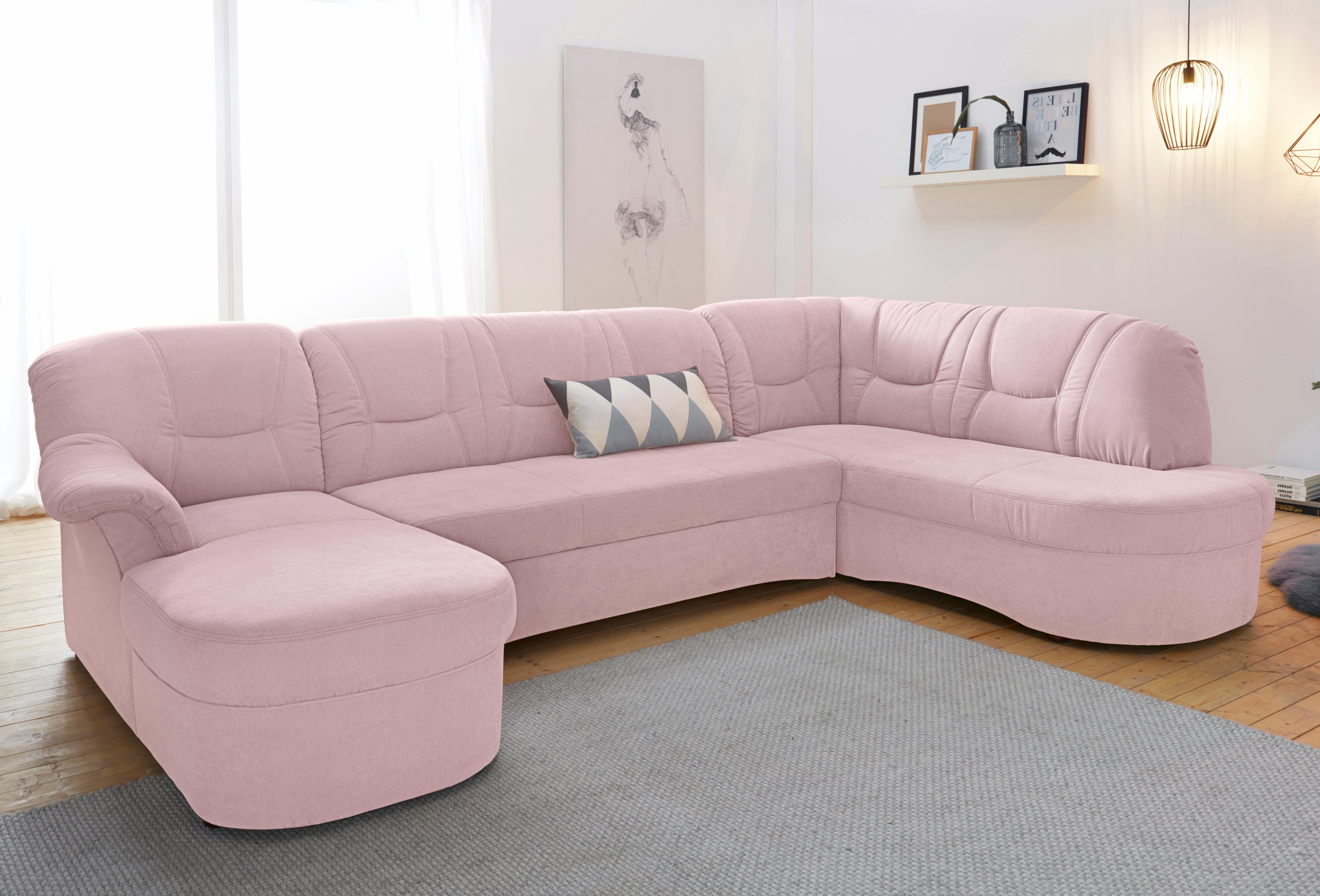 DOMO collection Wohnlandschaft SARAFINA 295x83x180 cm, auch mit Federkern für mehr Sitzkomfort!, whlw. mit Bettfunktion, elegantes Design, U-Form