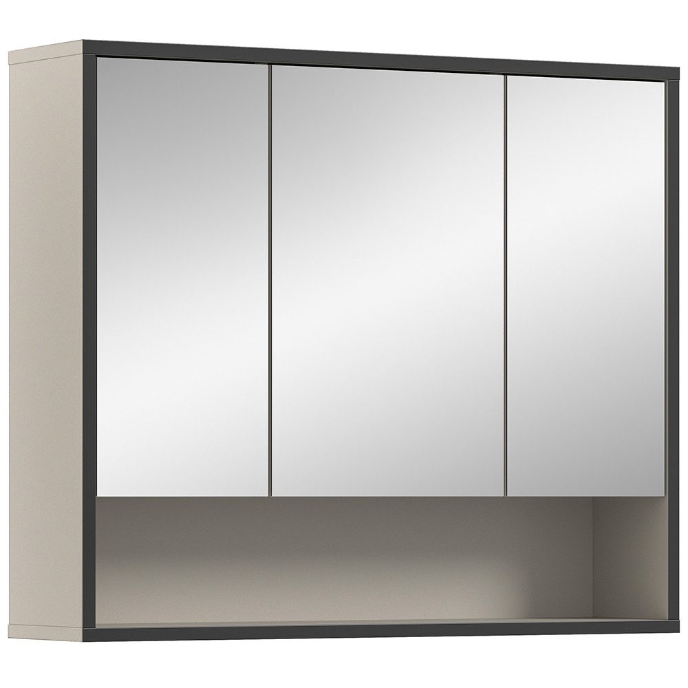 Lomadox Spiegelschrank BRECIA-158 Badezimmerschrank in Beige, 80 cm breit mit Softclose-Funktion