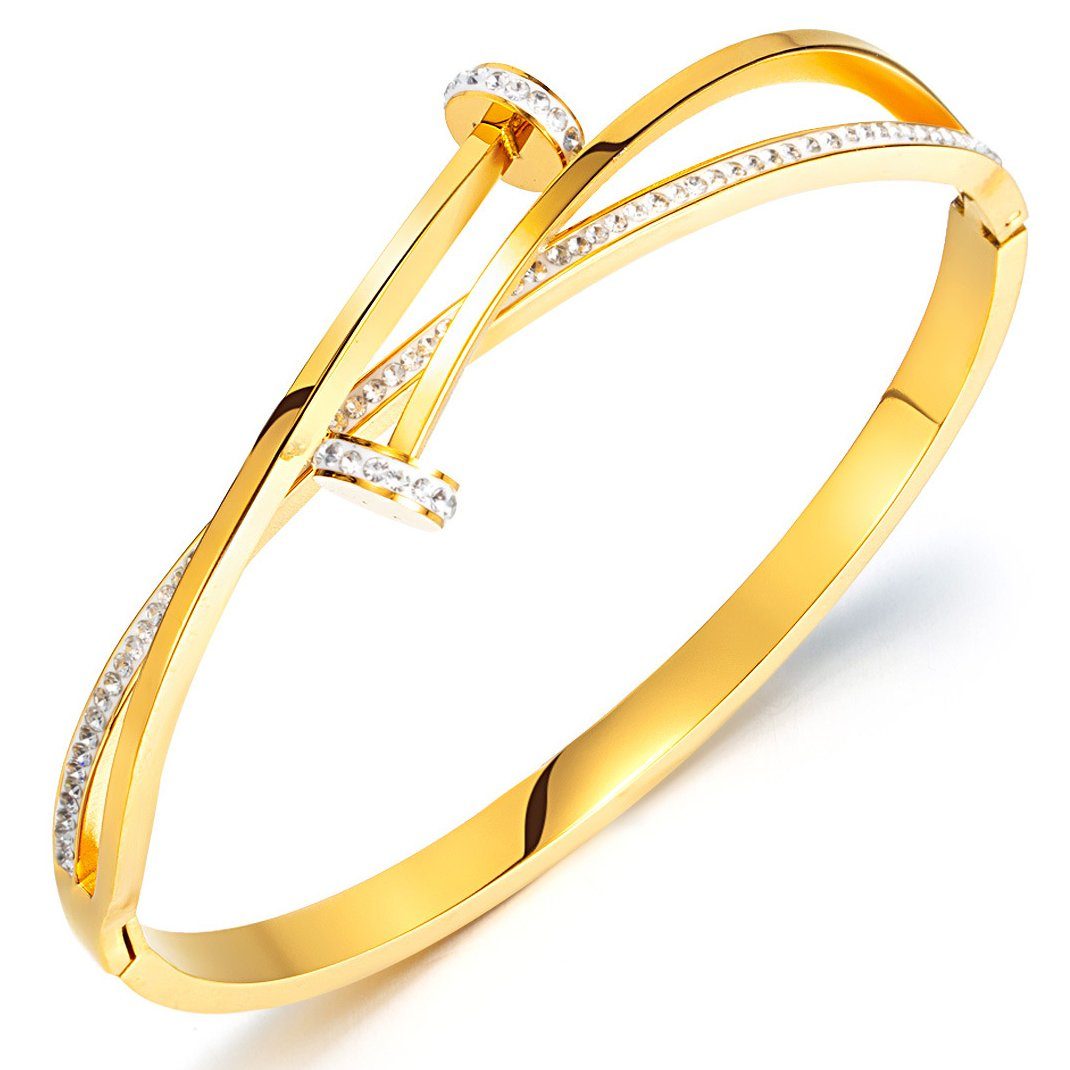 Haiaveng Armkette Diamanten Bangle, Titan-Armband Frauen, Gold Plated für Spike-Armband, bracelet Non-tarnish Armkette