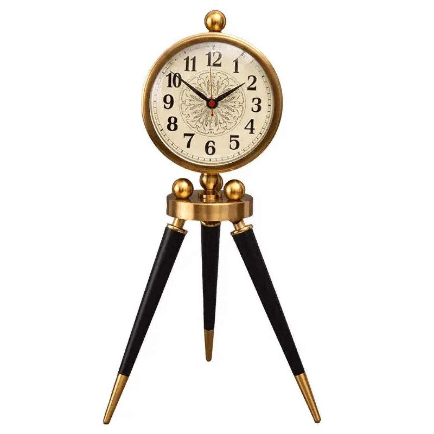 Quality Elegance Dekoobjekt Kreative Goldene Tischuhr im Vintage Stil auf Stativ