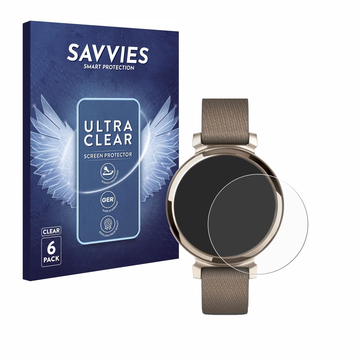 Savvies Displayschutzfolie Schutzfolie für Garmin Lily 2, 6 Stück, Displayschutz Schutz Folie Klar Transparent