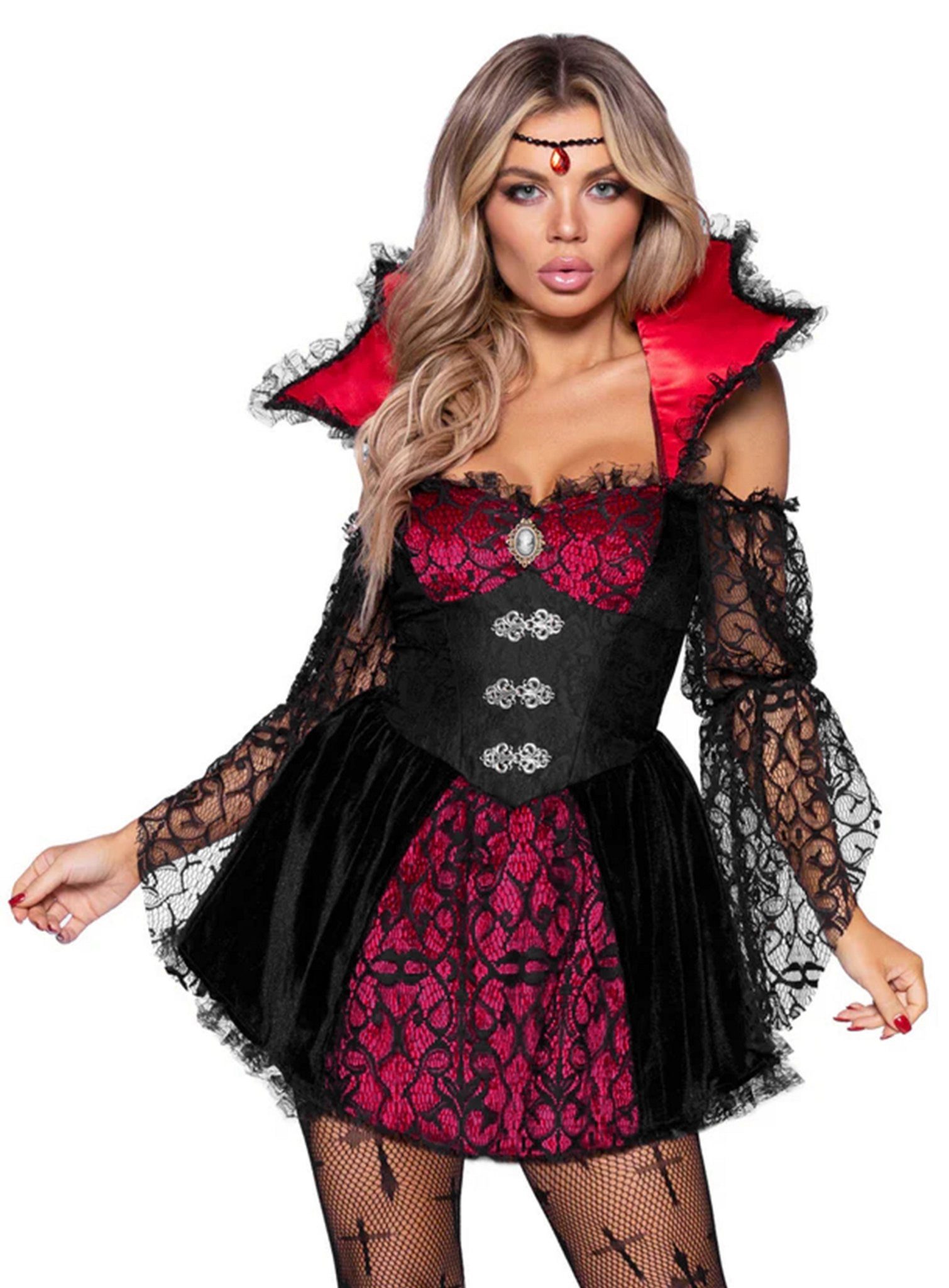 Leg Avenue Vampir-Kostüm Heißblütige Vampirin Kostüm, Extravaganter Look für die freizügige Vampirlady