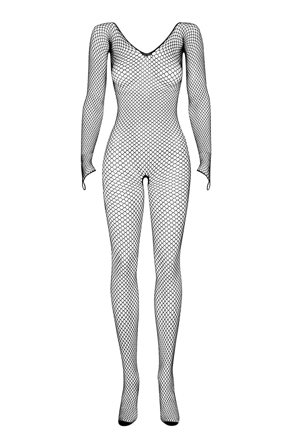 Obsessive Bodystocking Catsuit schwarz offen sexy Bodystocking transparent Netz Stretch langa 20 DEN (1 St)
