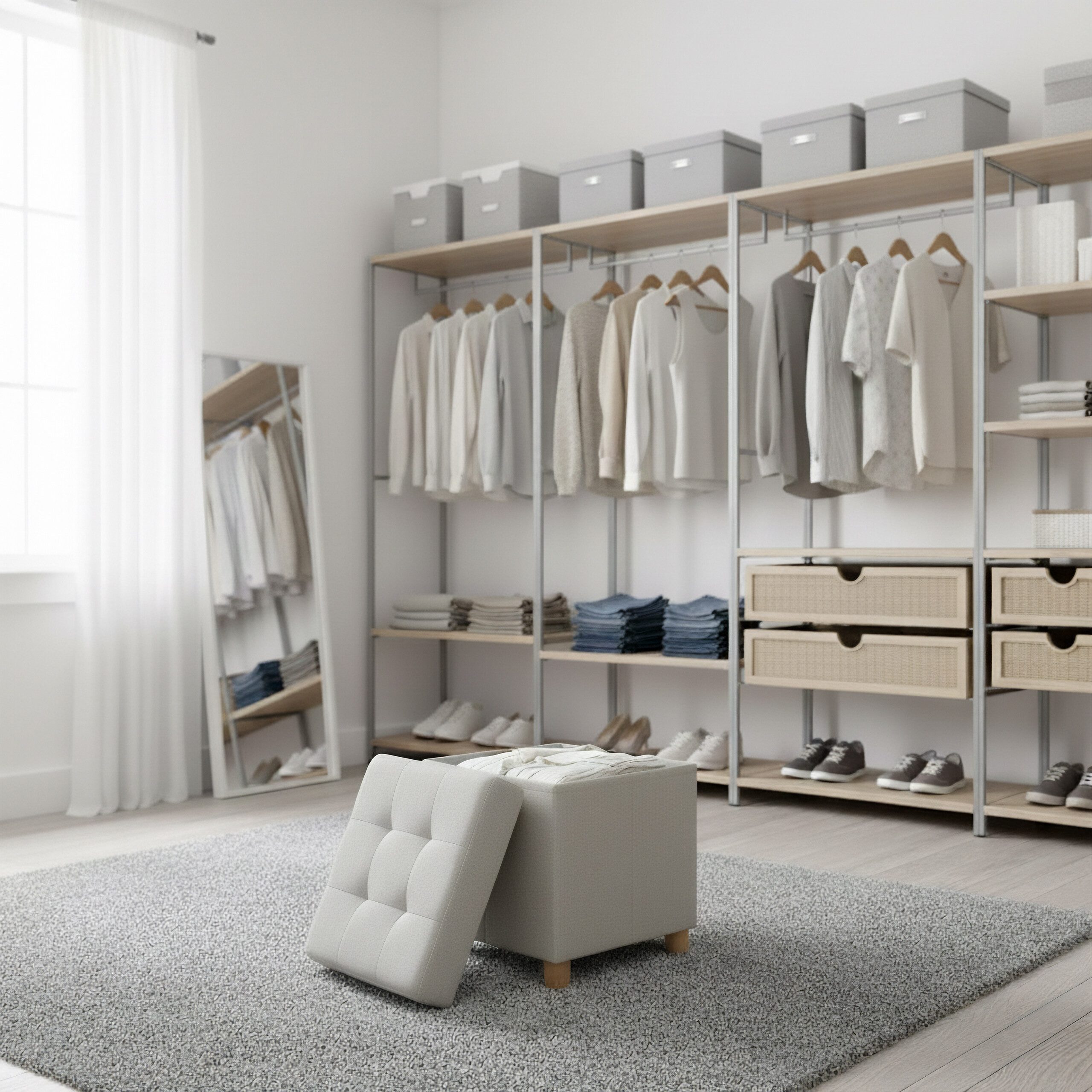 relaxdays Stauraumhocker Hocker mit Stauraum, Hellgrau
